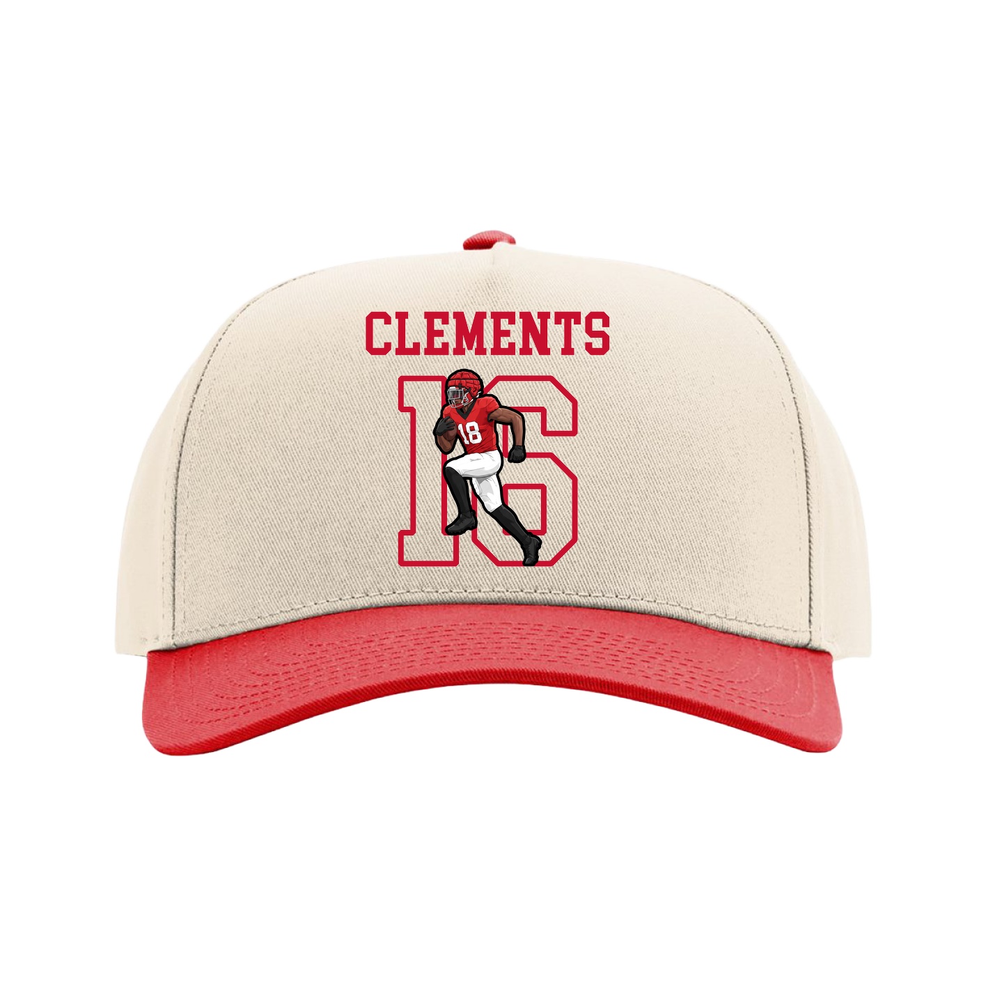 Full Fabric Five-Panel Champ Cap — Shirsey in Cream/Red