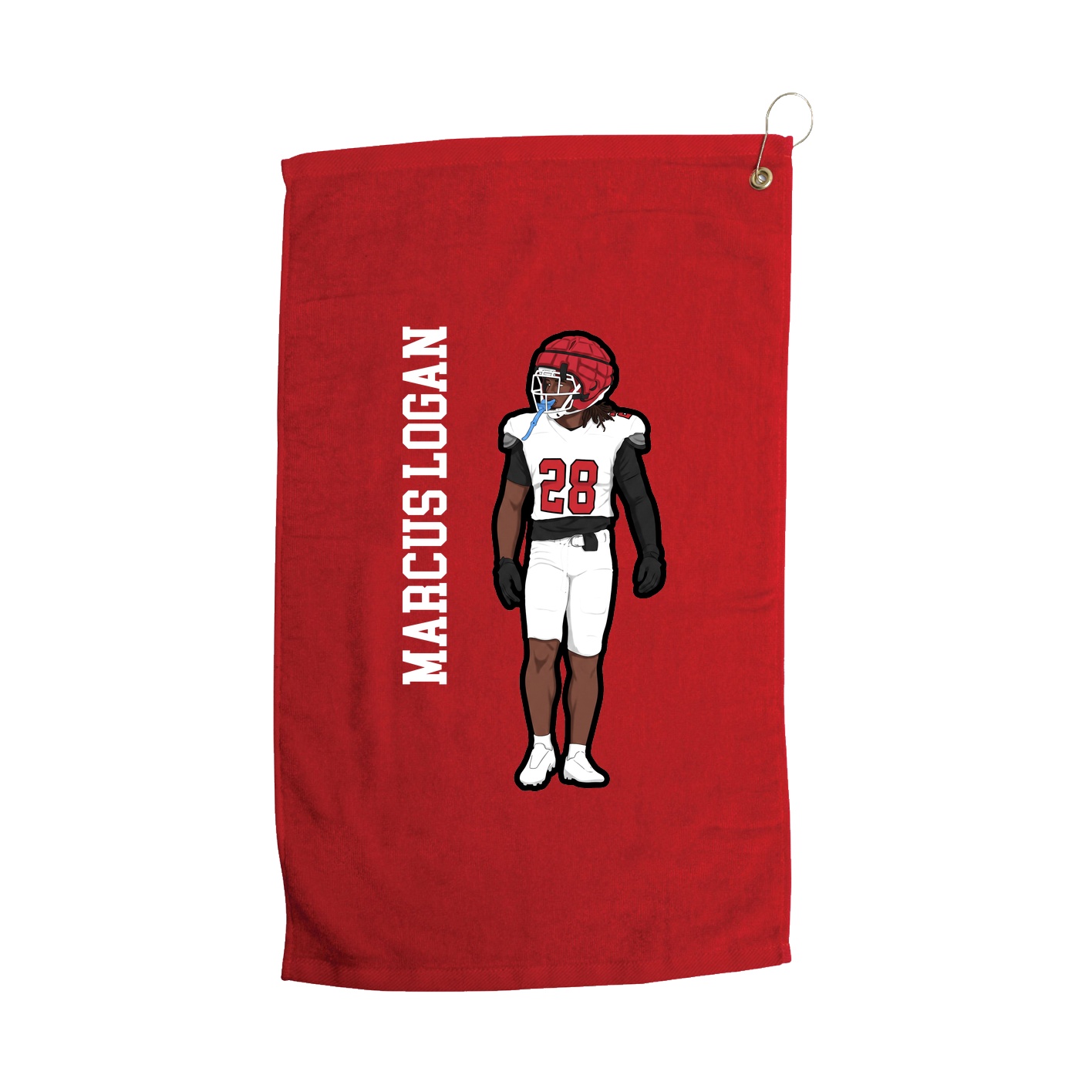 Golf Towel — Name Vertical in Red