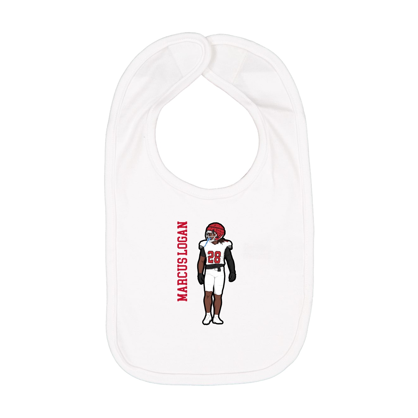 Infant Bib — Name Vertical in White
