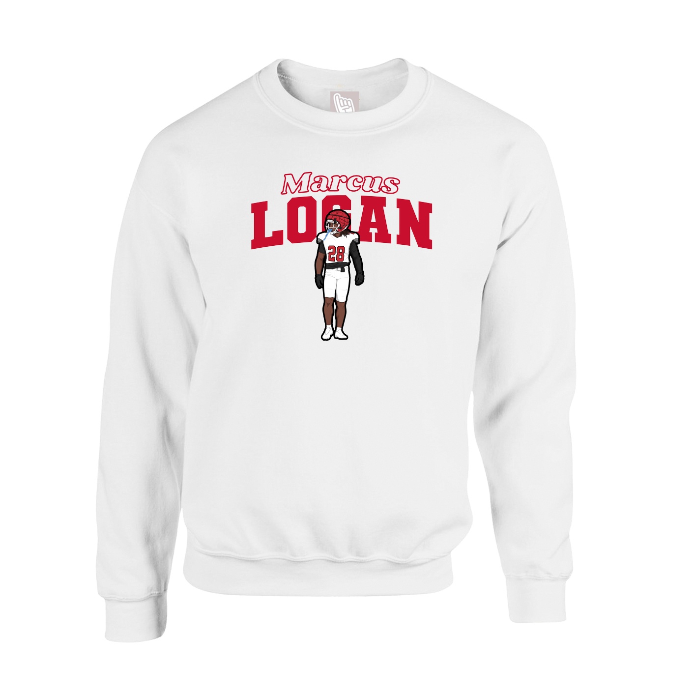 Fleece Crew — Name Arch in White