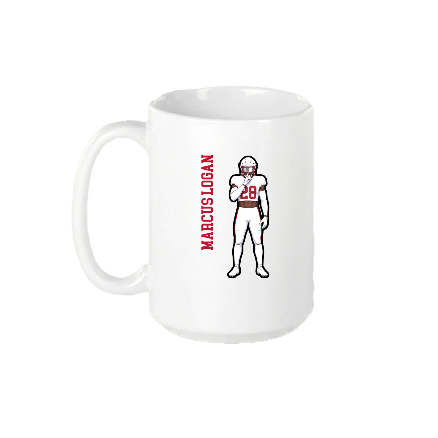 15oz Coffee Mug — Name Vertical in White