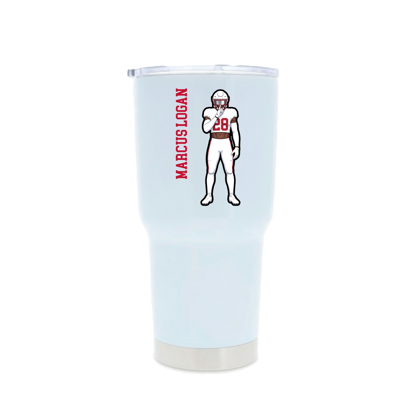 30oz Stainless Steel Tumbler — Name Vertical in White