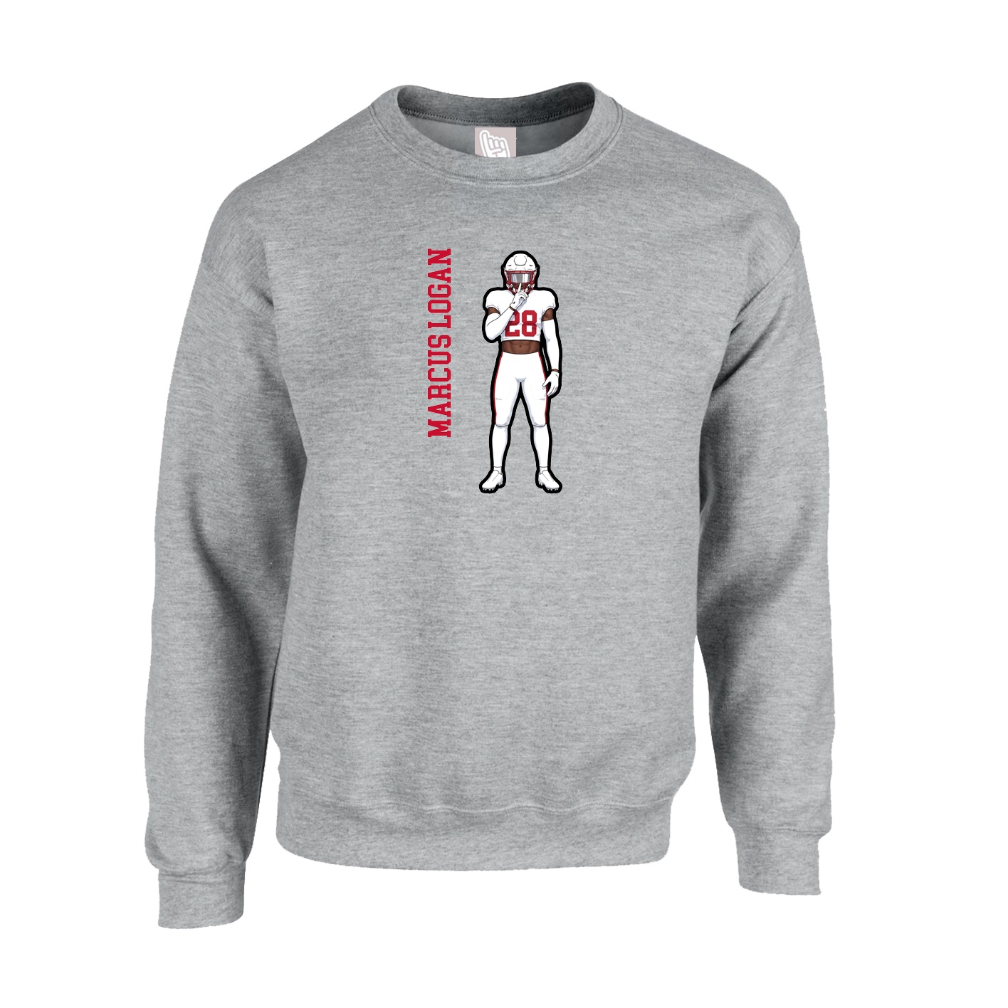 Fleece Crew — Name Vertical in Grey