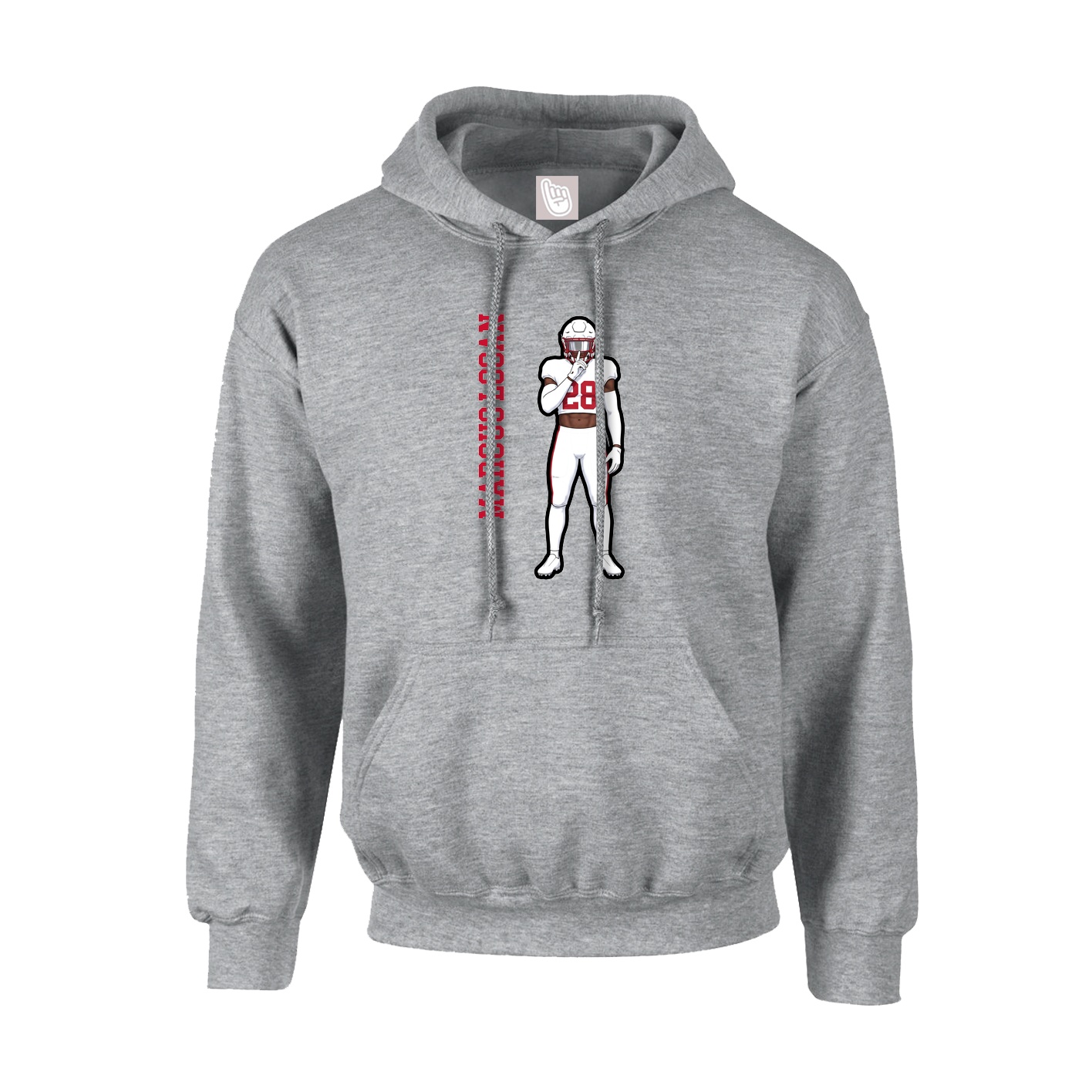 Youth Hoodie — Name Vertical in Grey