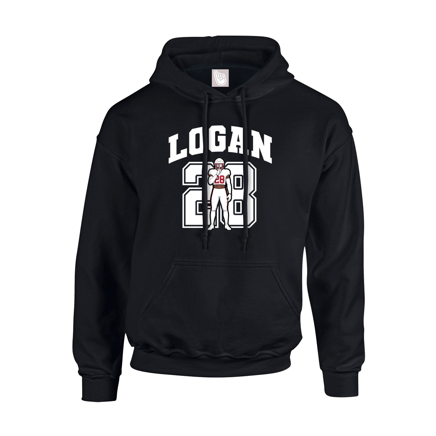 Youth Hoodie — Number in Black