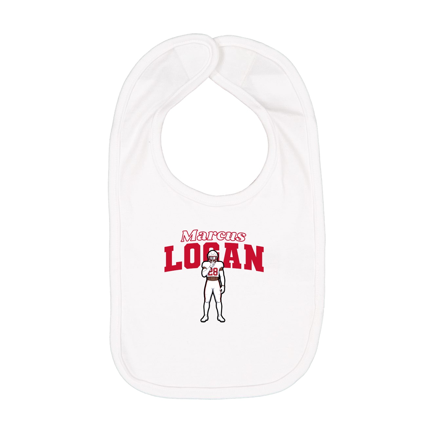 Infant Bib — Name Arch in White