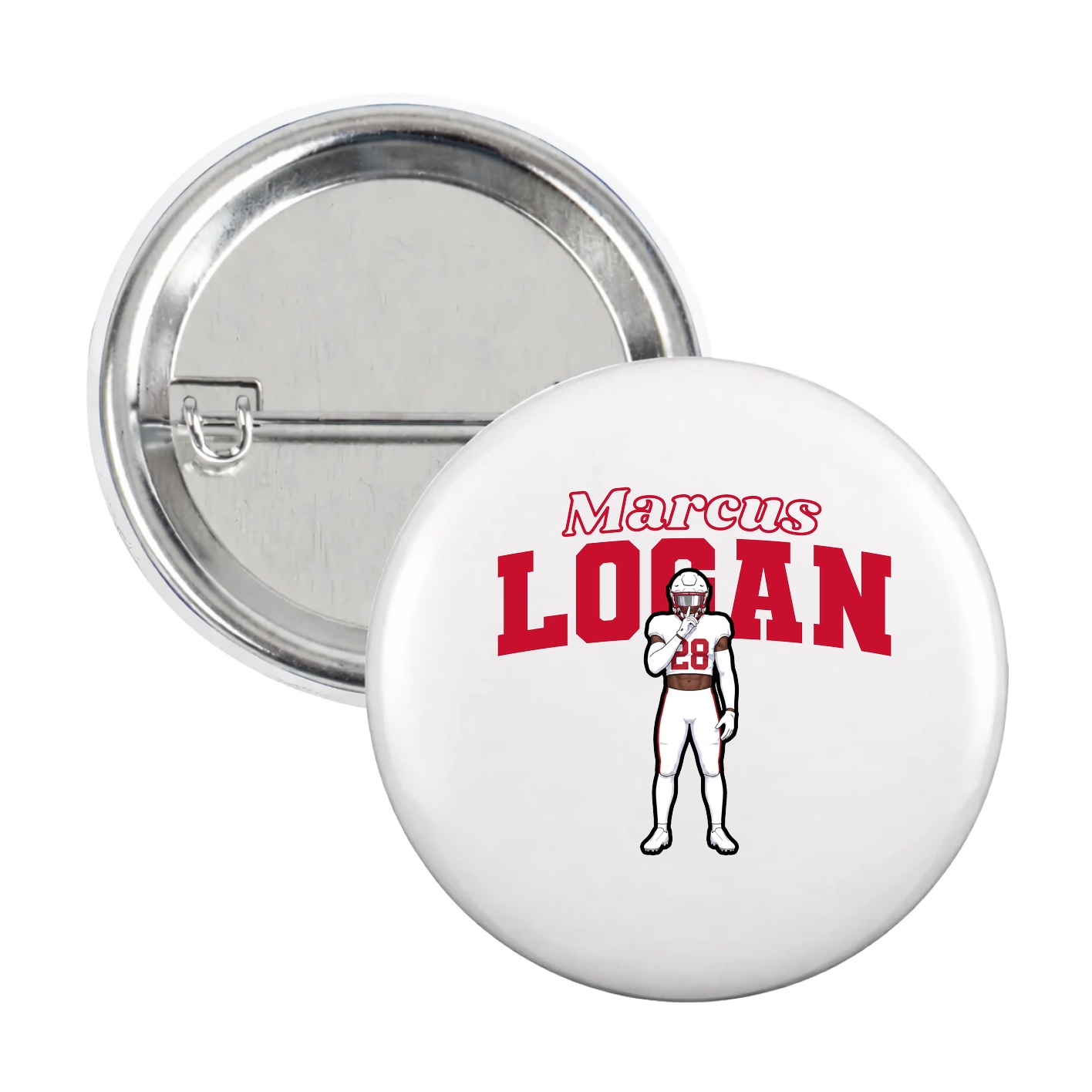Game Day Button — Name Arch in White