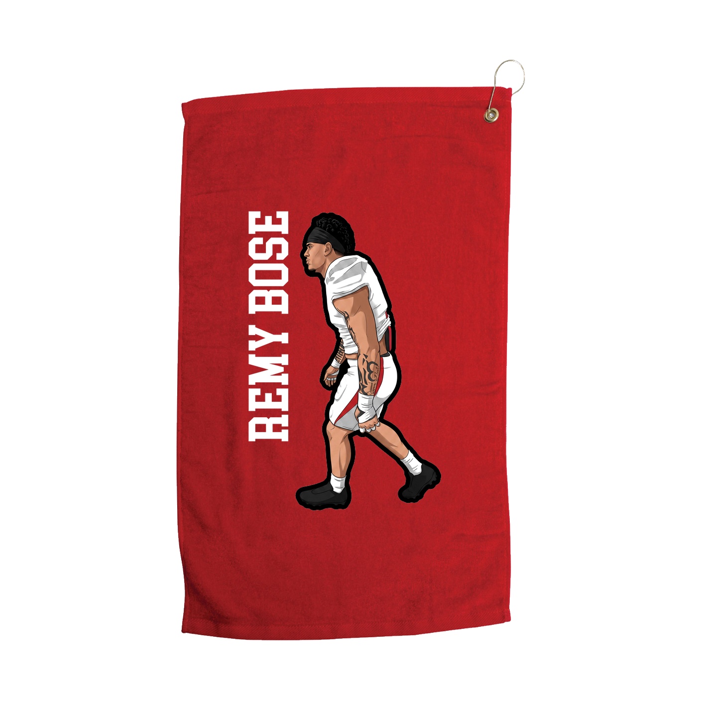 Golf Towel — Name Vertical in Red