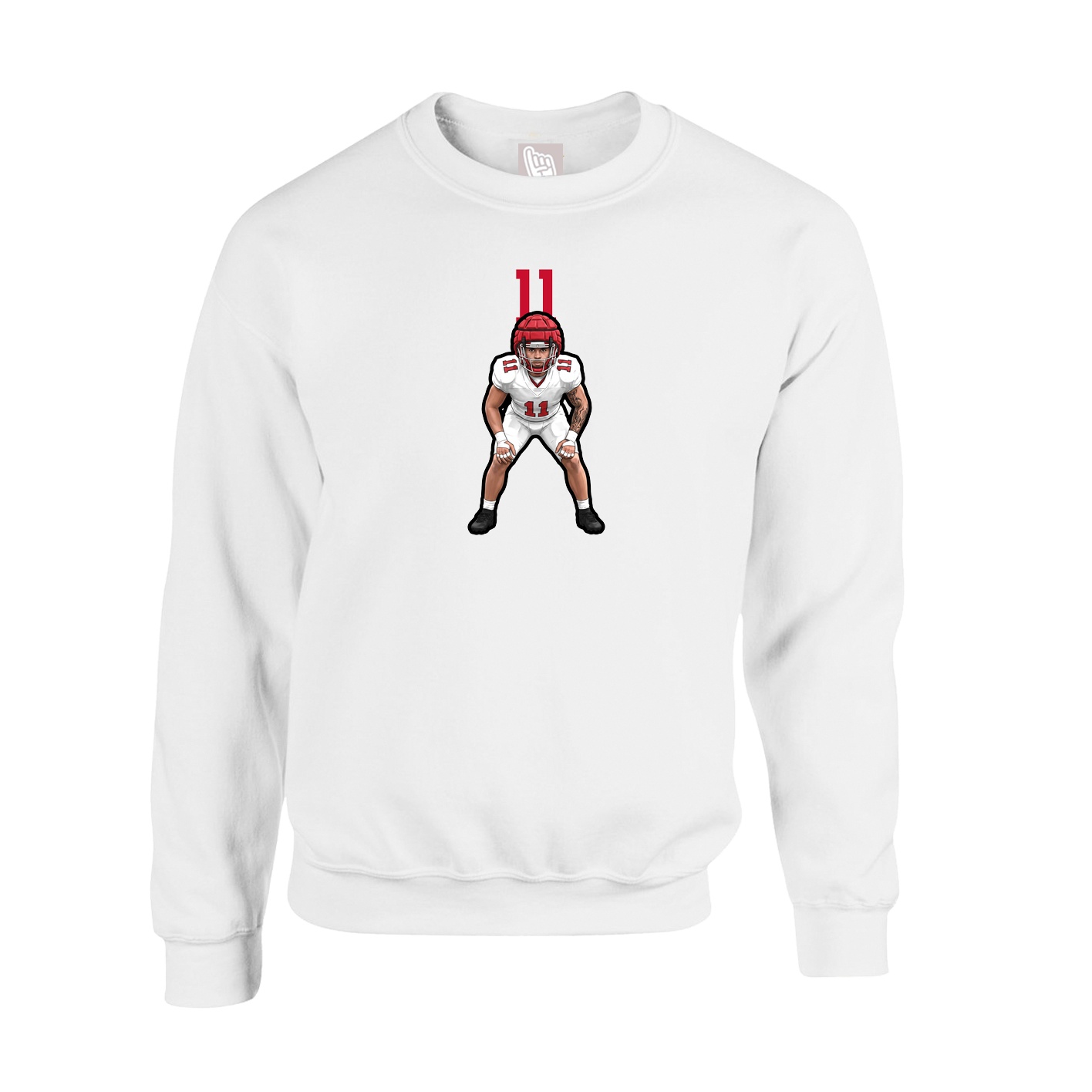 Fleece Crew — Number Top in White