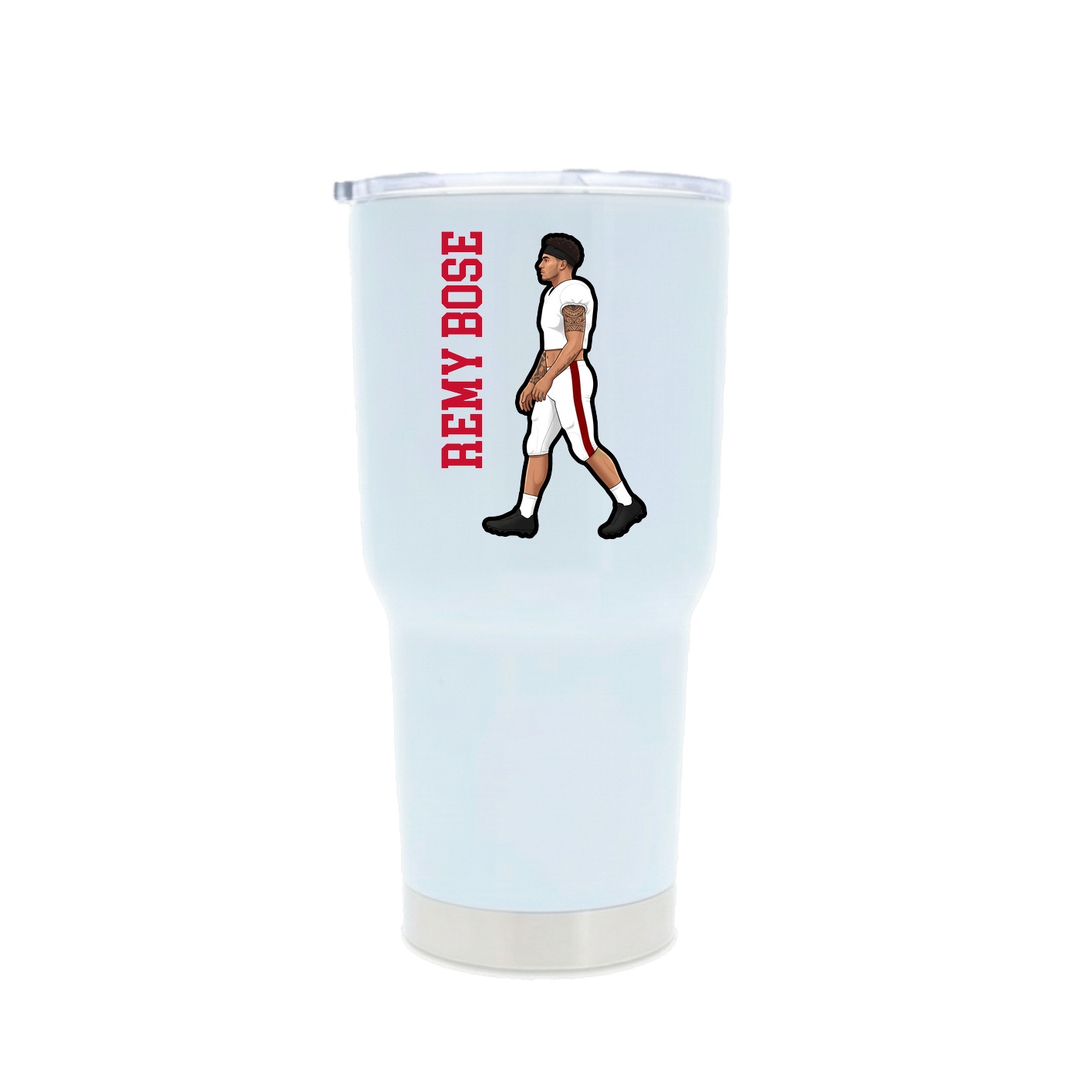 30oz Stainless Steel Tumbler — Name Vertical in White