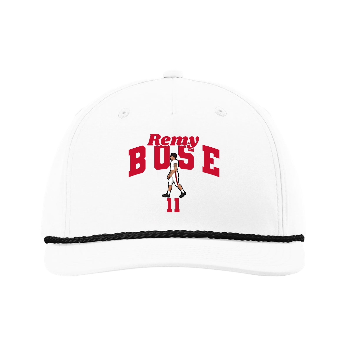 Five-Panel Classic Rope Cap — Signature Arch in White