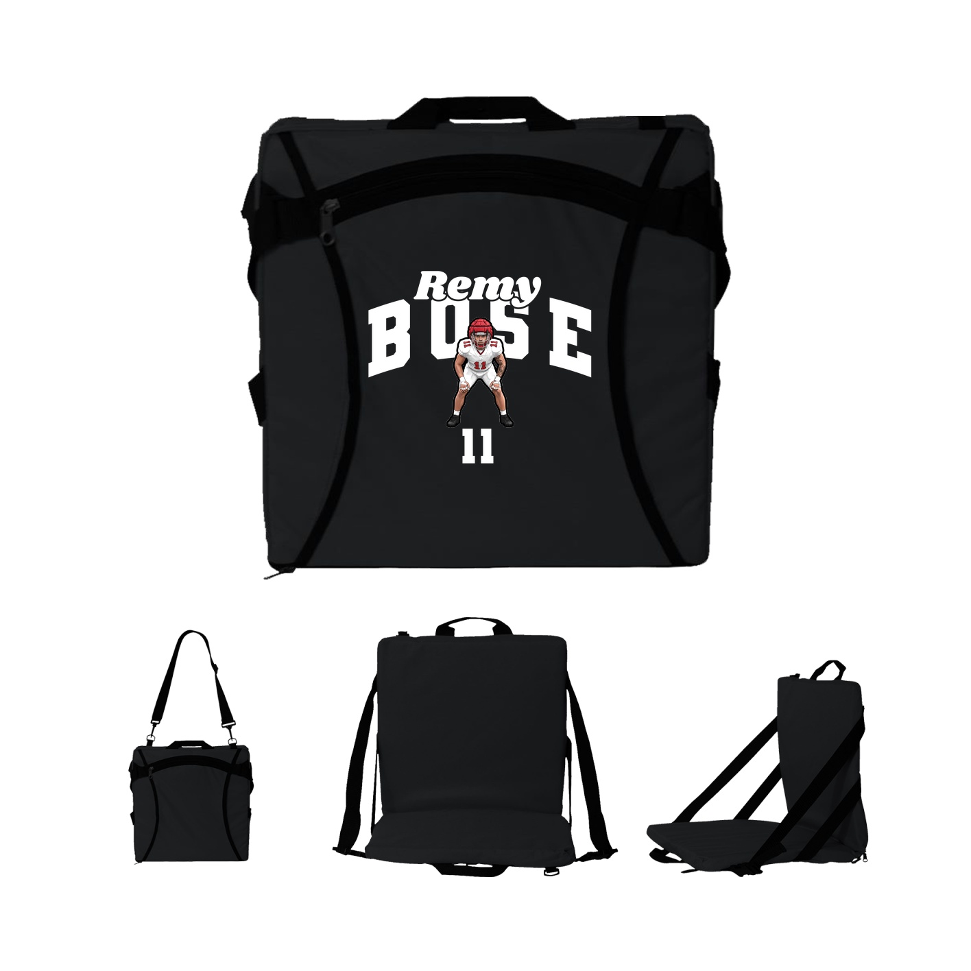 Folding Stadium Seat — Signature Arch in Black