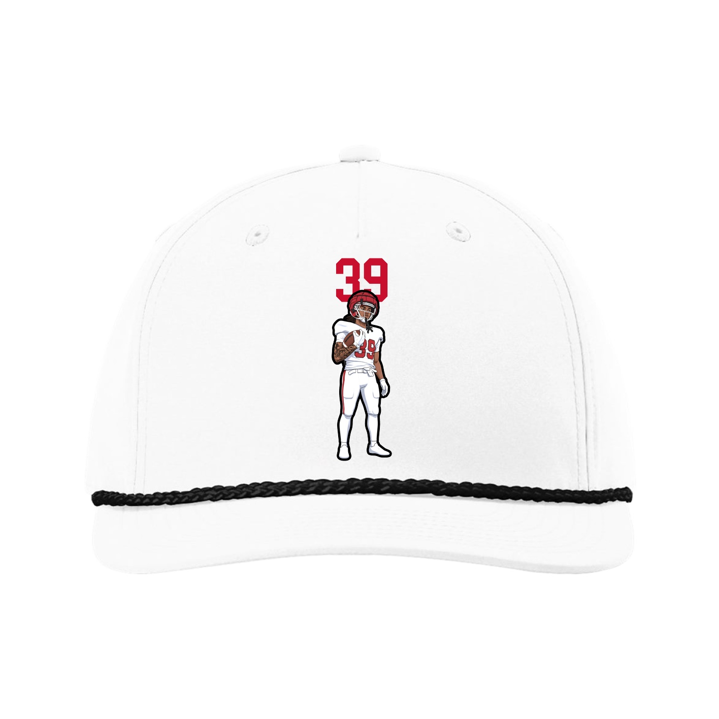 Five-Panel Classic Rope Cap — Number Top in White