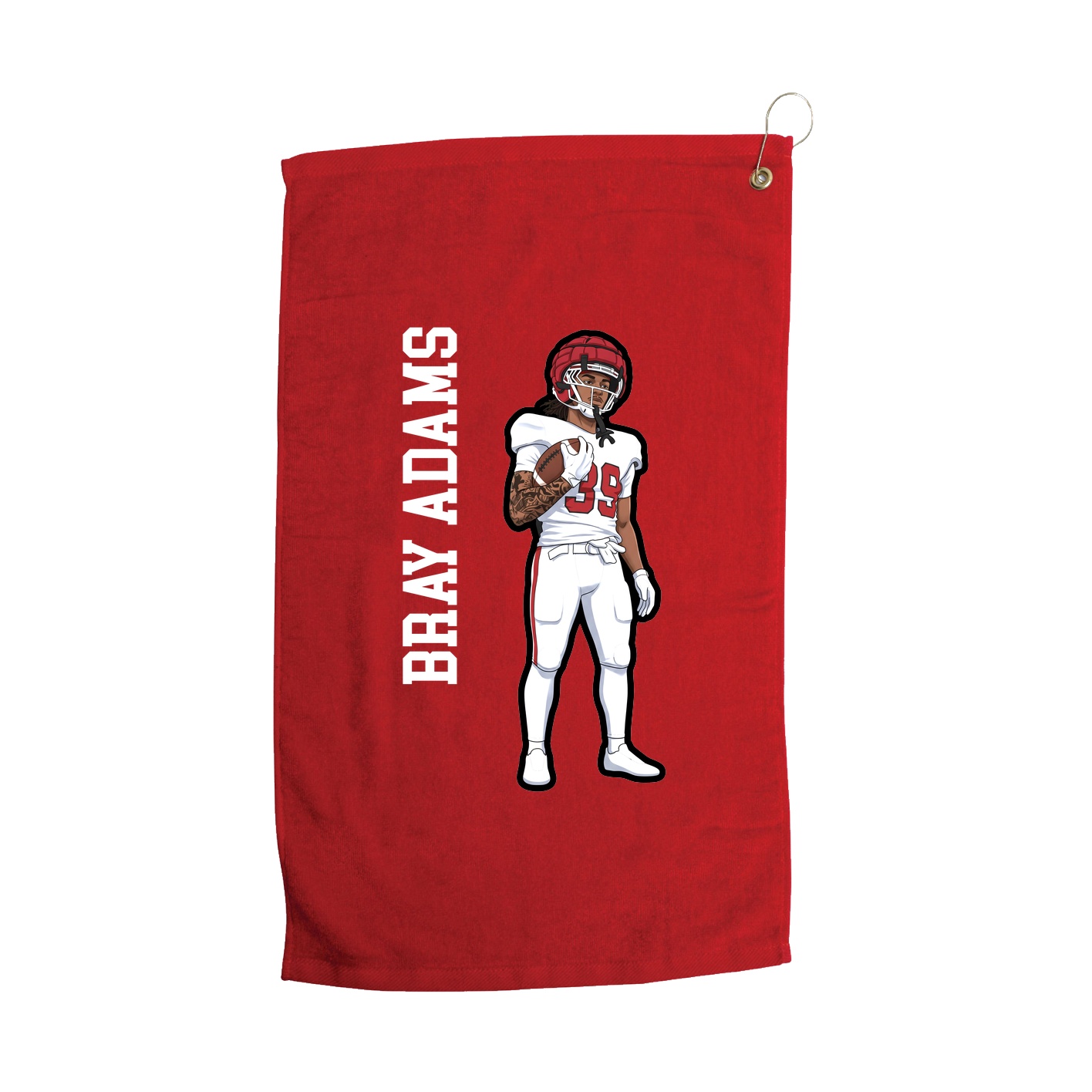Golf Towel — Name Vertical in Red