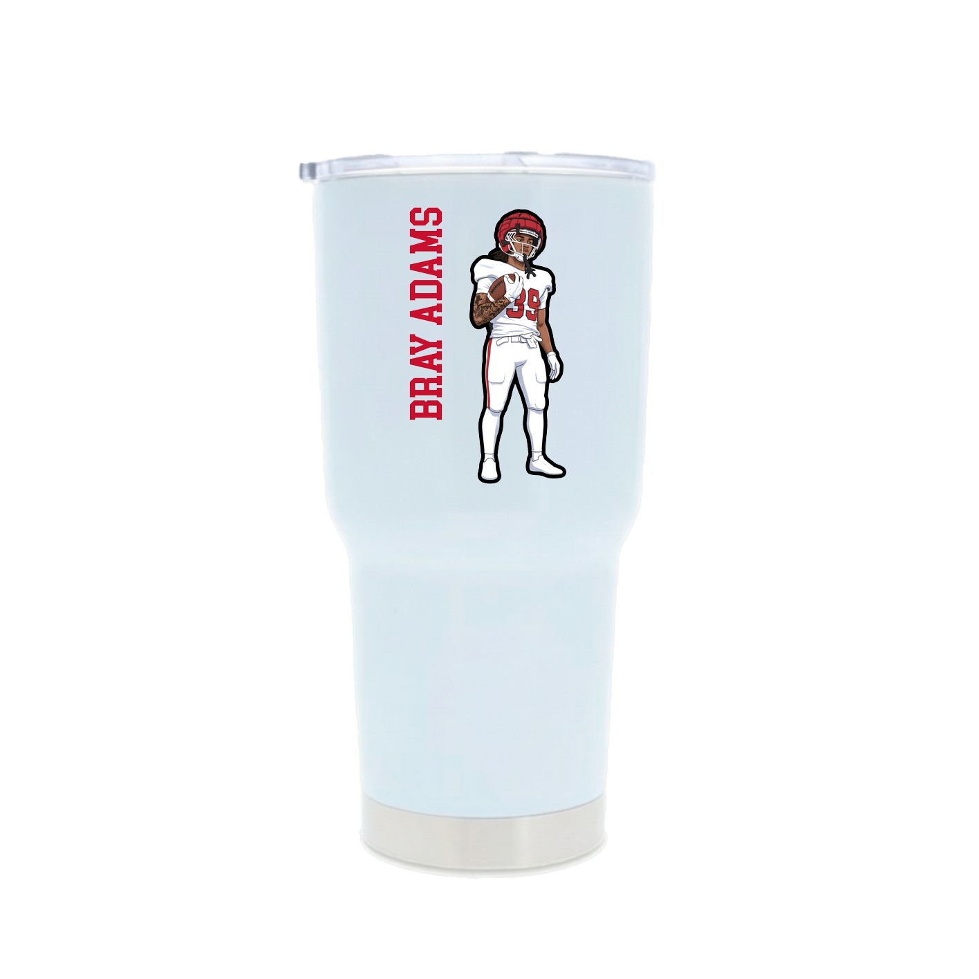 30oz Stainless Steel Tumbler — Name Vertical in White