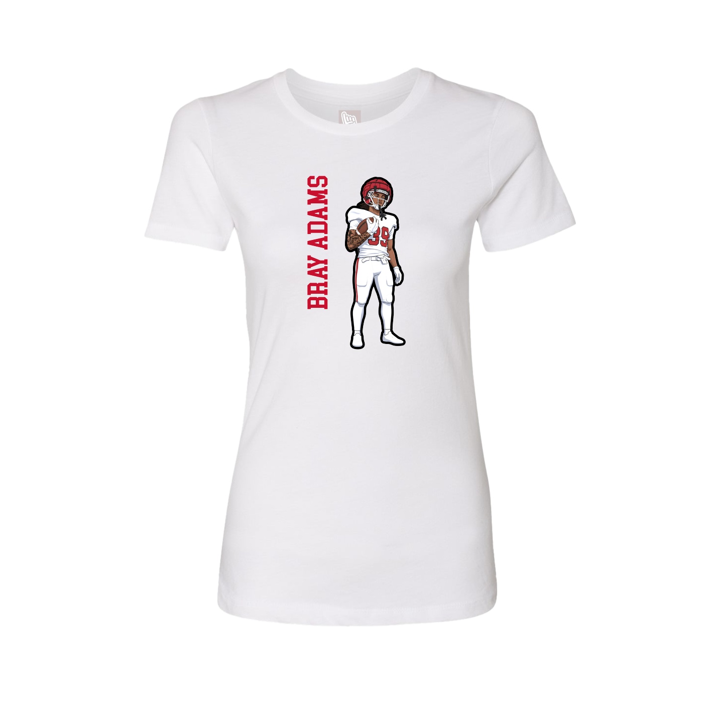 Fitted Women's Tee — Name Vertical in White