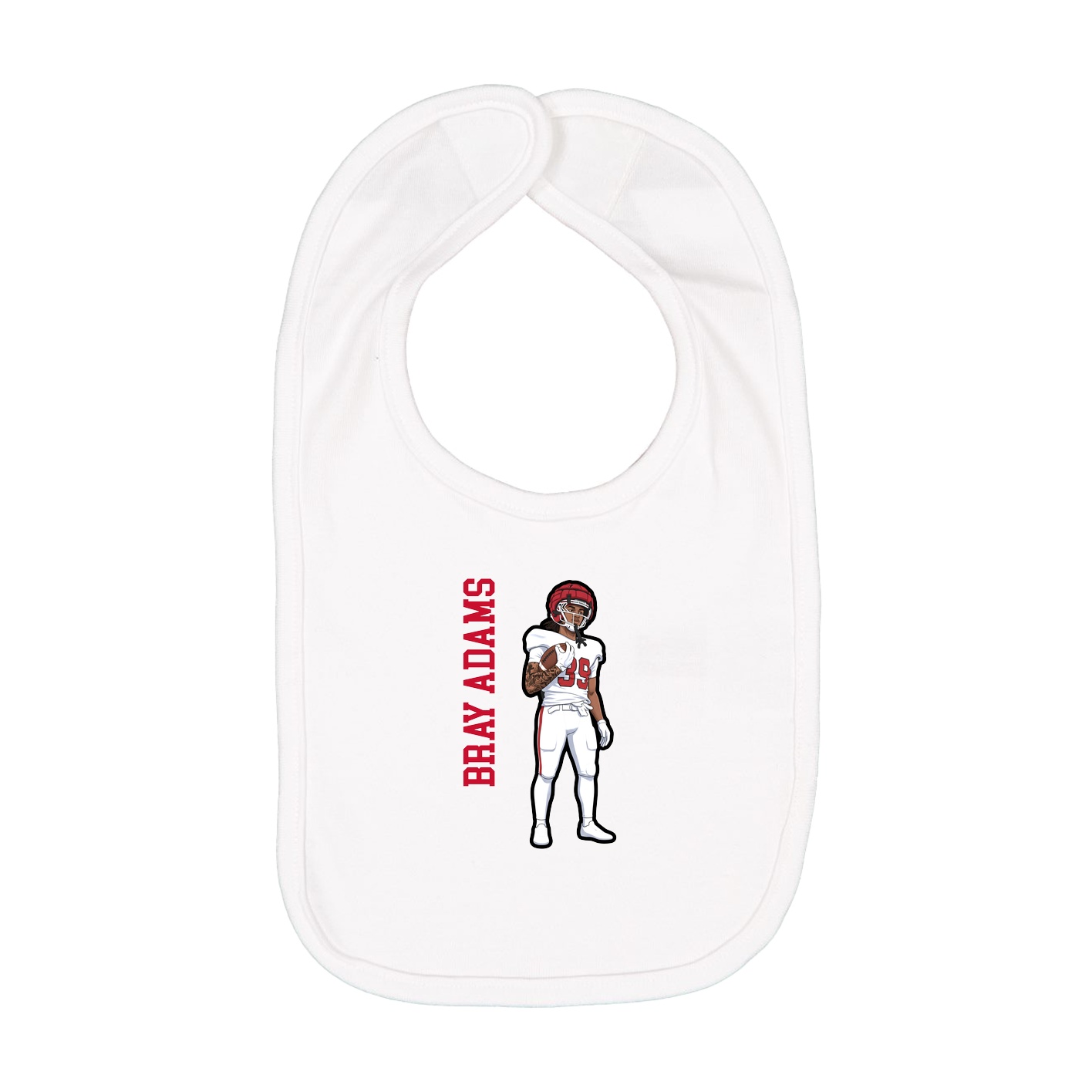 Infant Bib — Name Vertical in White