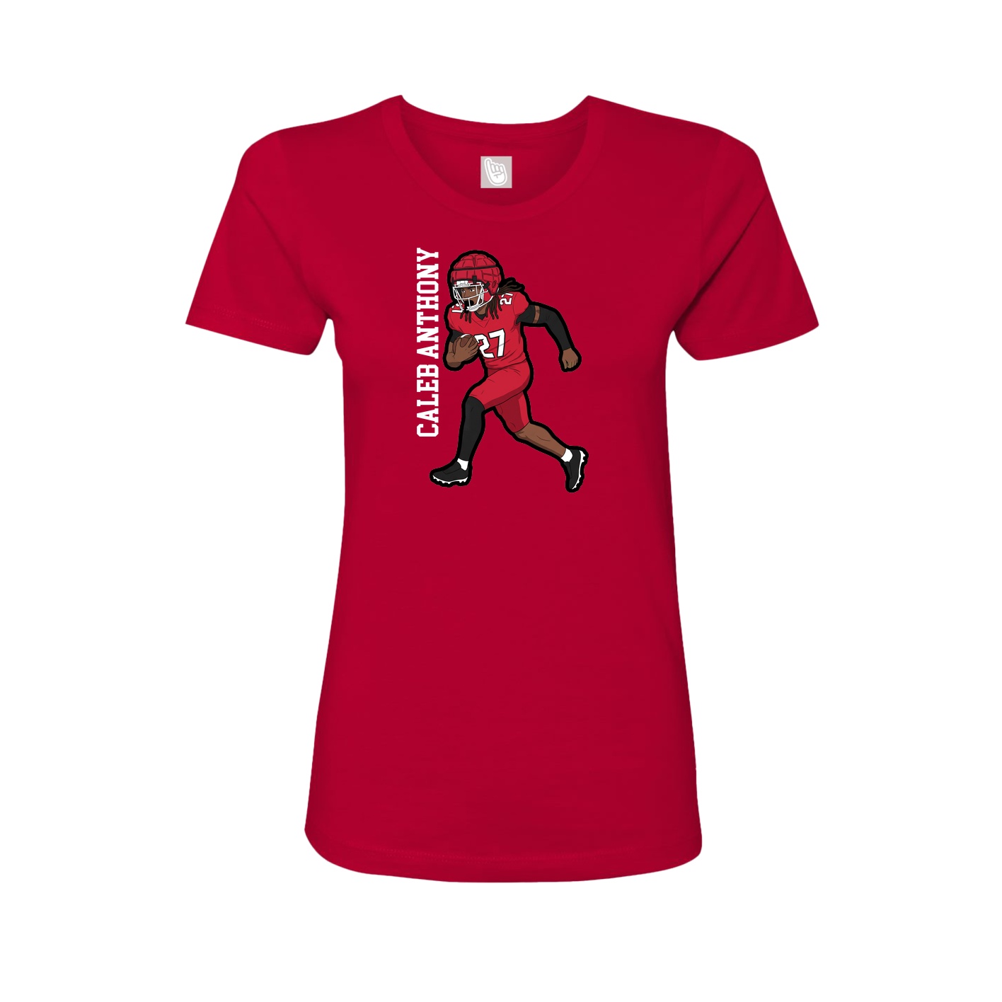 Fitted Women's Tee — Name Vertical in Red