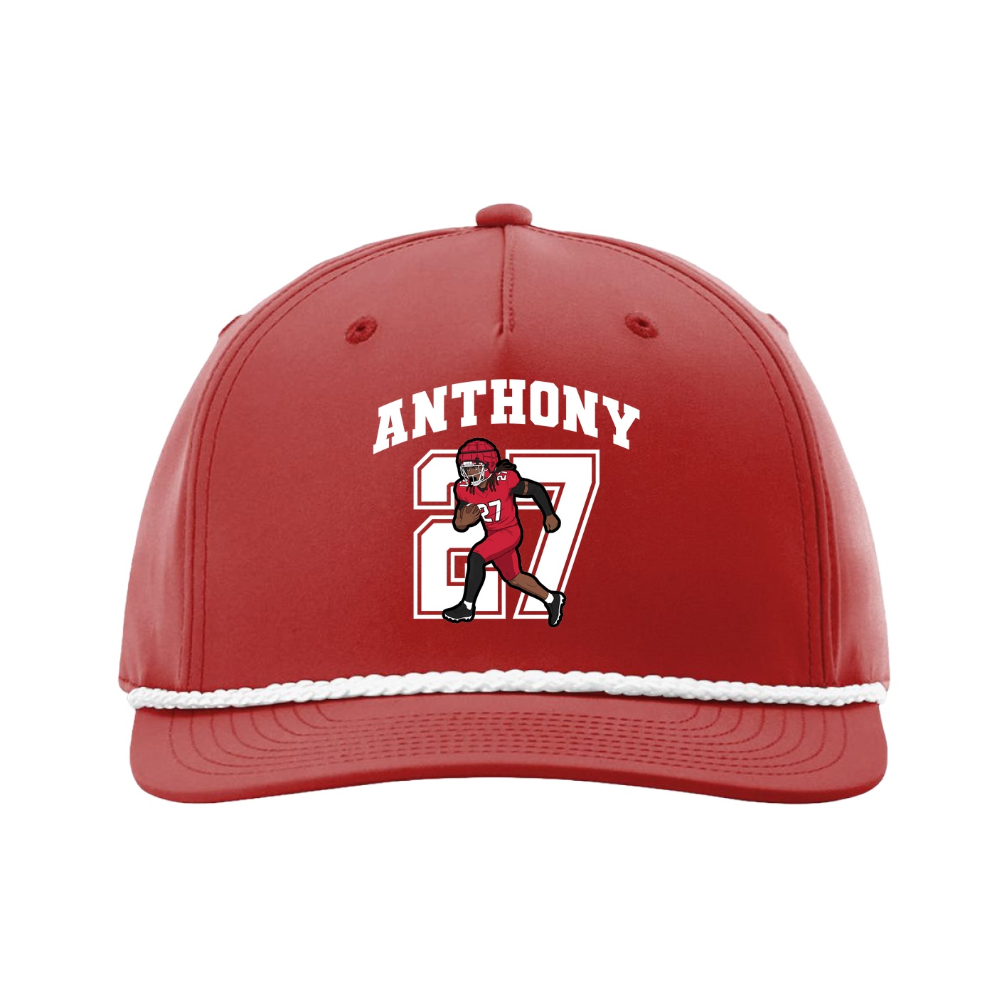 Five-Panel Classic Rope Cap — Number in Red
