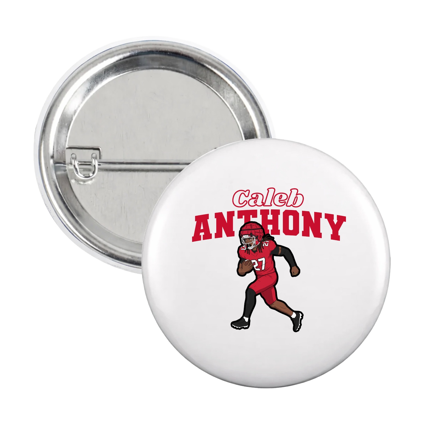 Game Day Button — Name Arch in White