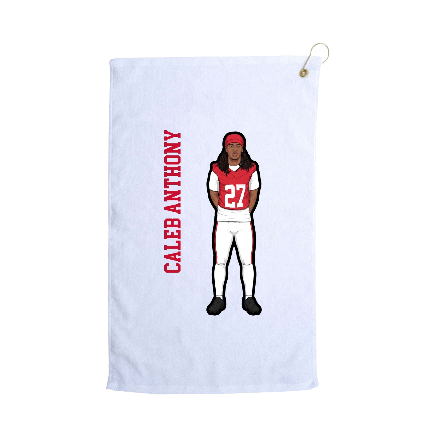 Golf Towel — Name Vertical in White