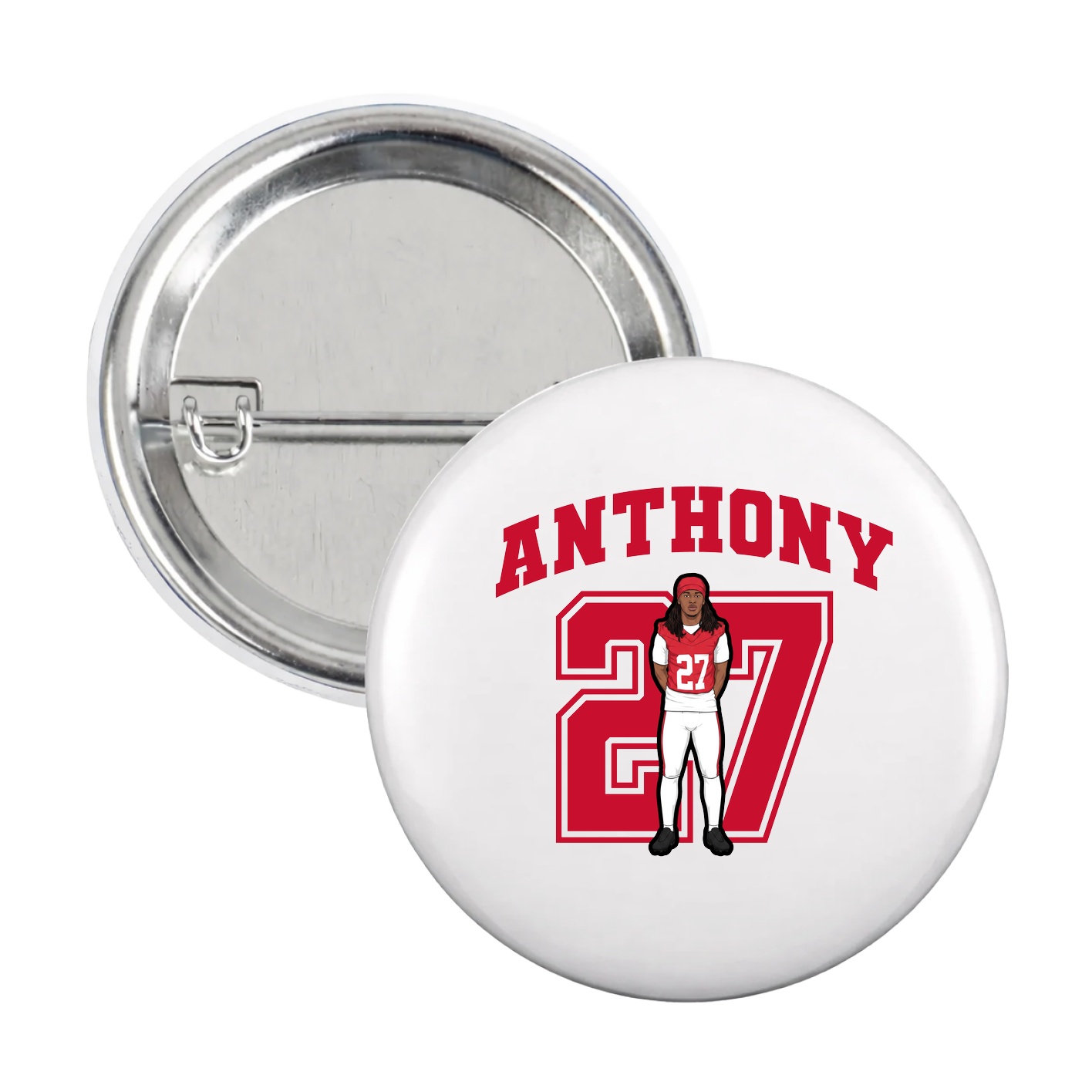 Game Day Button — Number in White