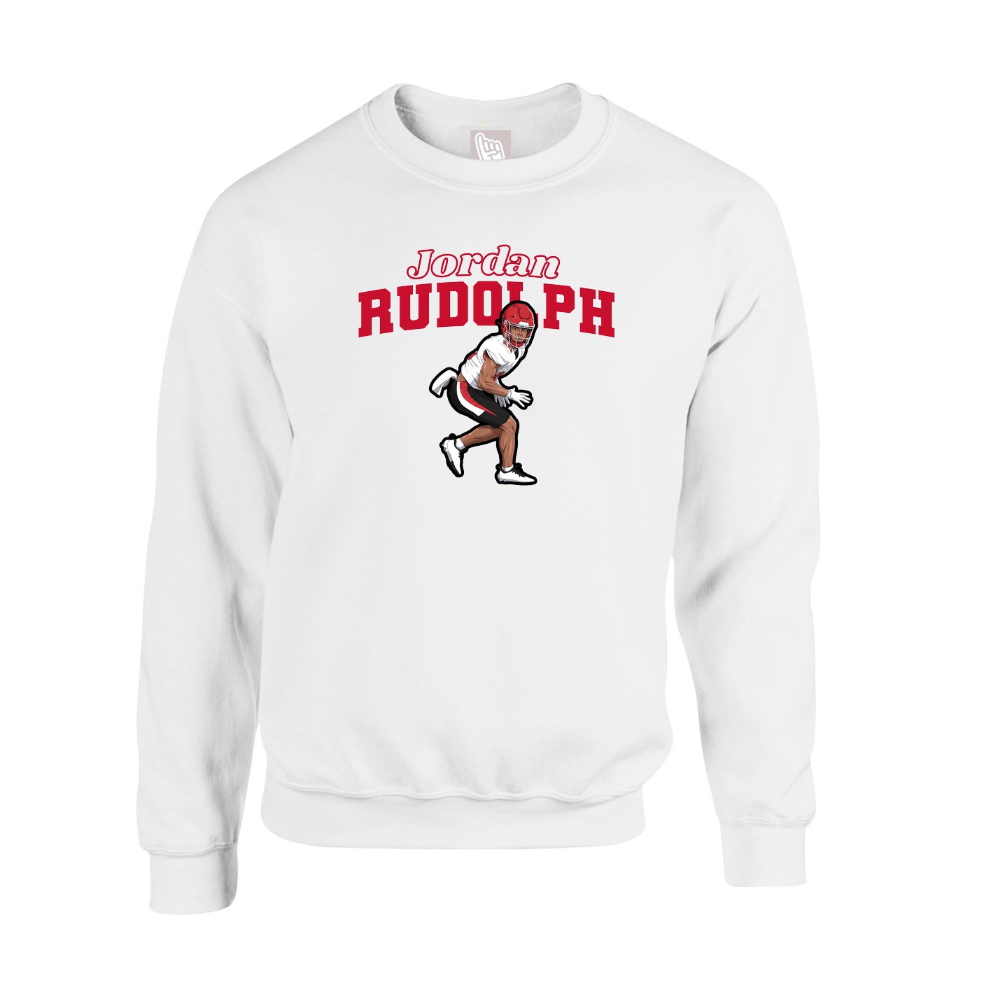 Fleece Crew — Name Arch in White
