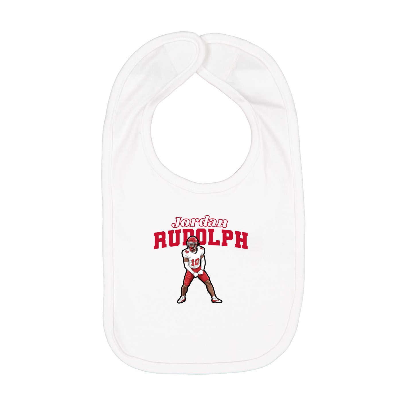 Infant Bib — Name Arch in White