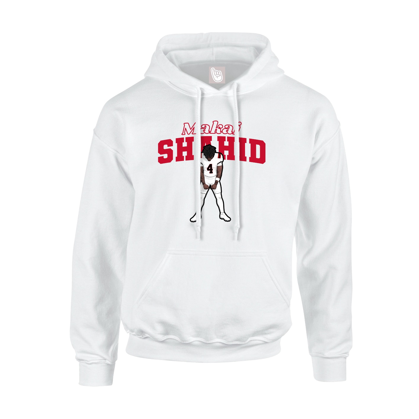 Youth Hoodie — Name Arch in White