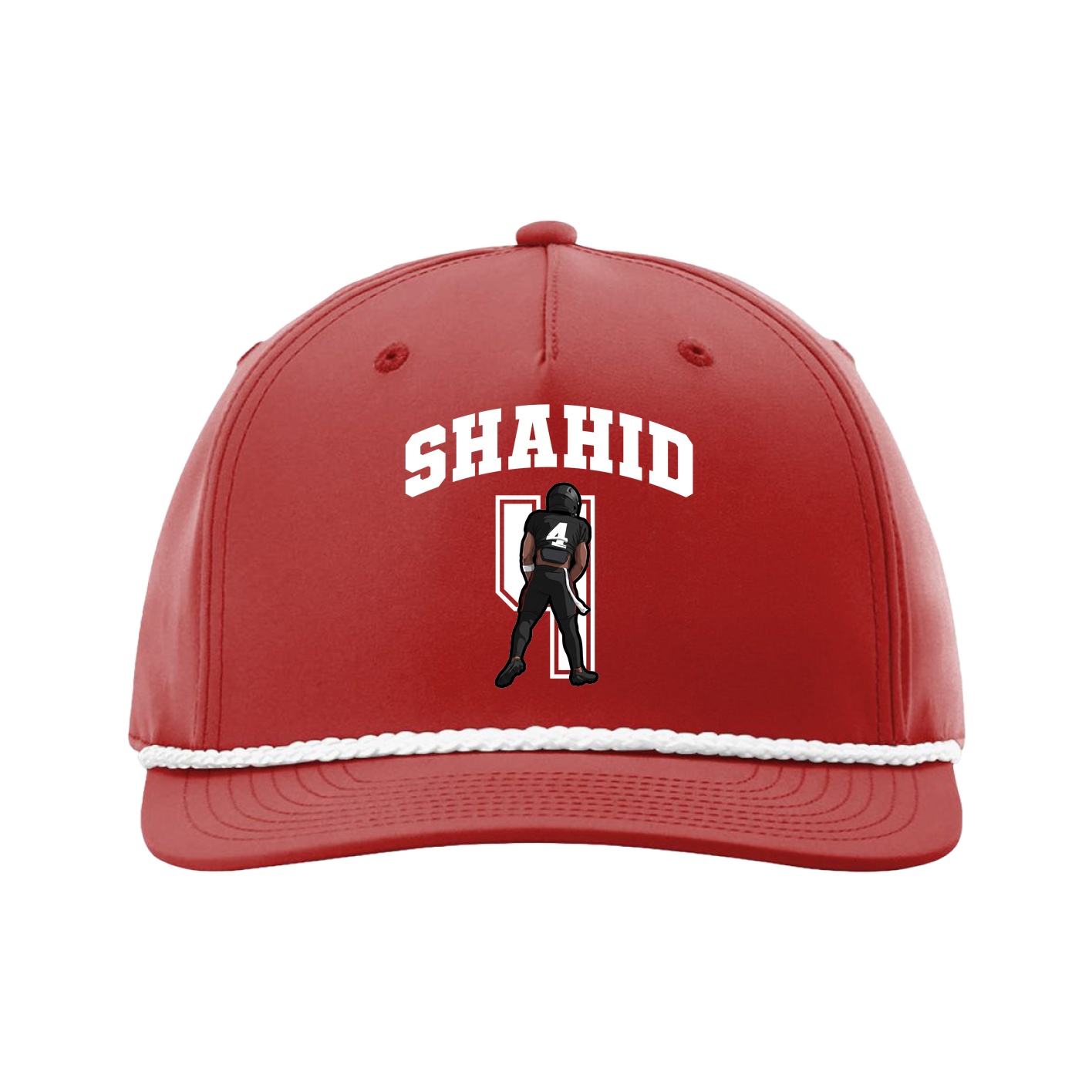 Five-Panel Classic Rope Cap — Number in Red