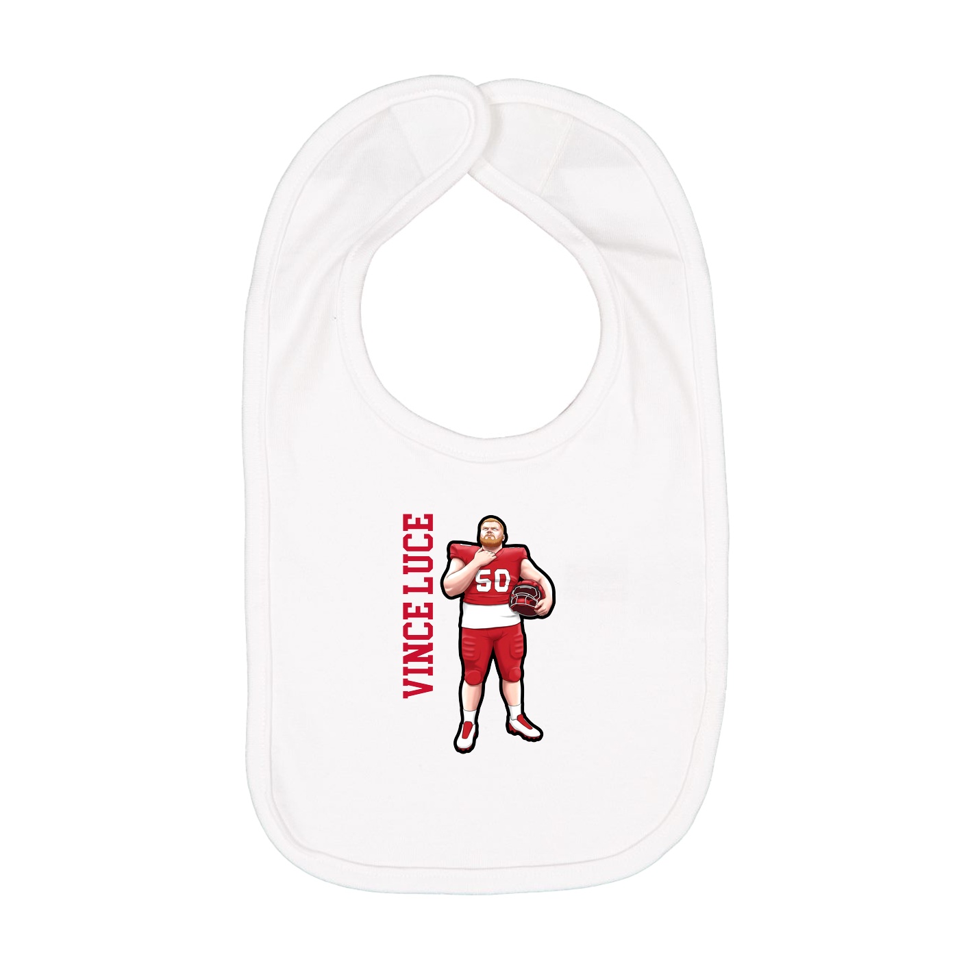 Infant Bib — Name Vertical in White