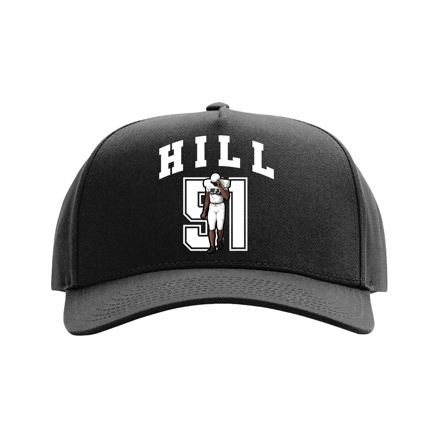 Full Fabric Five-Panel Champ Cap — Number in Black