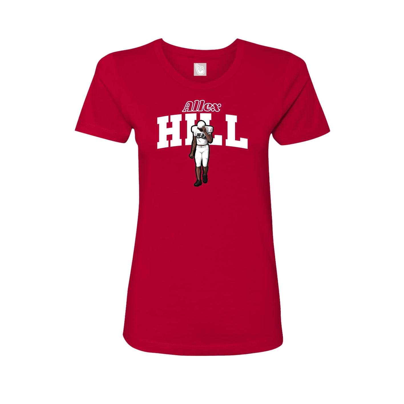 Fitted Women's Tee — Name Arch in Red