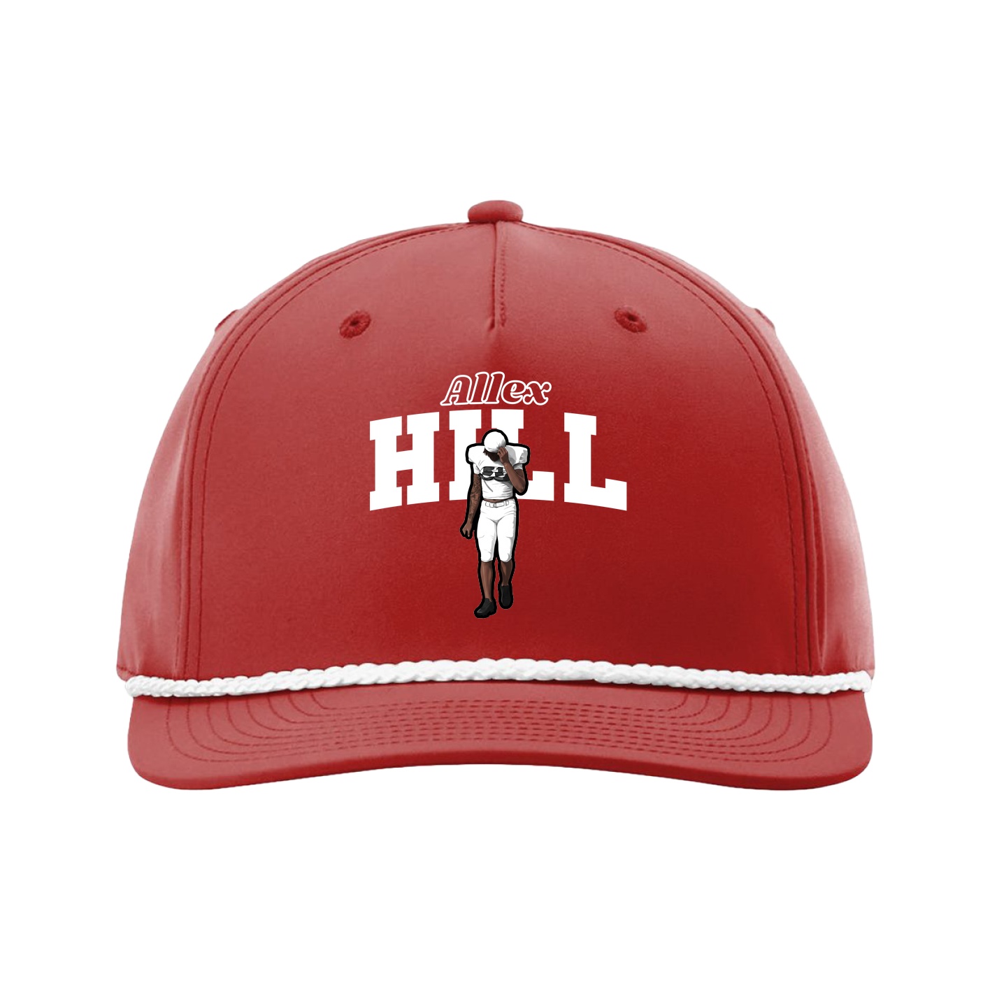 Five-Panel Classic Rope Cap — Name Arch in Red