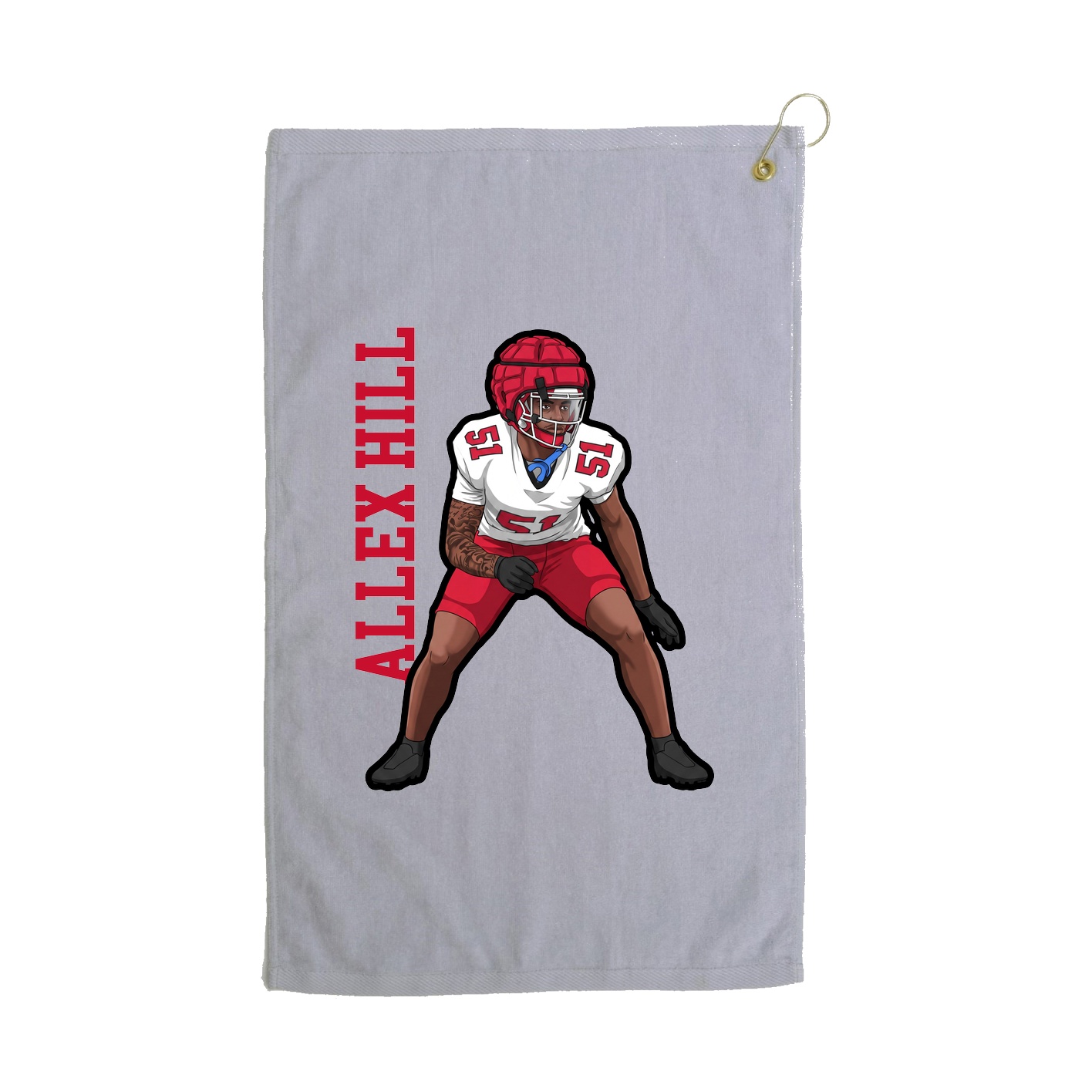 Golf Towel — Name Vertical in Grey