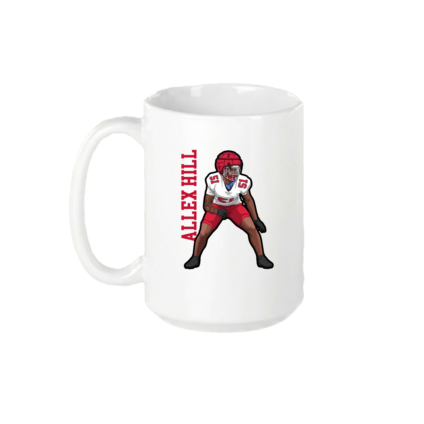 15oz Coffee Mug — Name Vertical in White