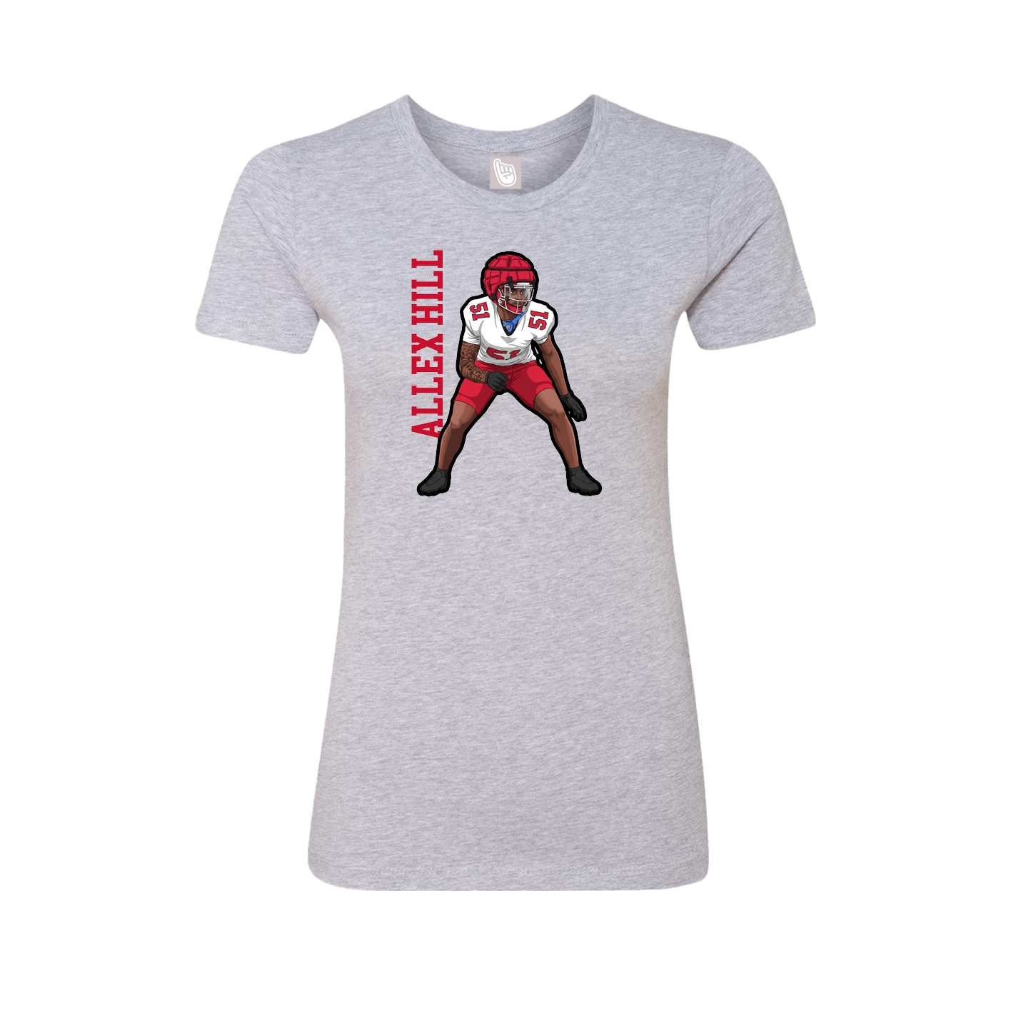 Fitted Women's Tee — Name Vertical in Grey
