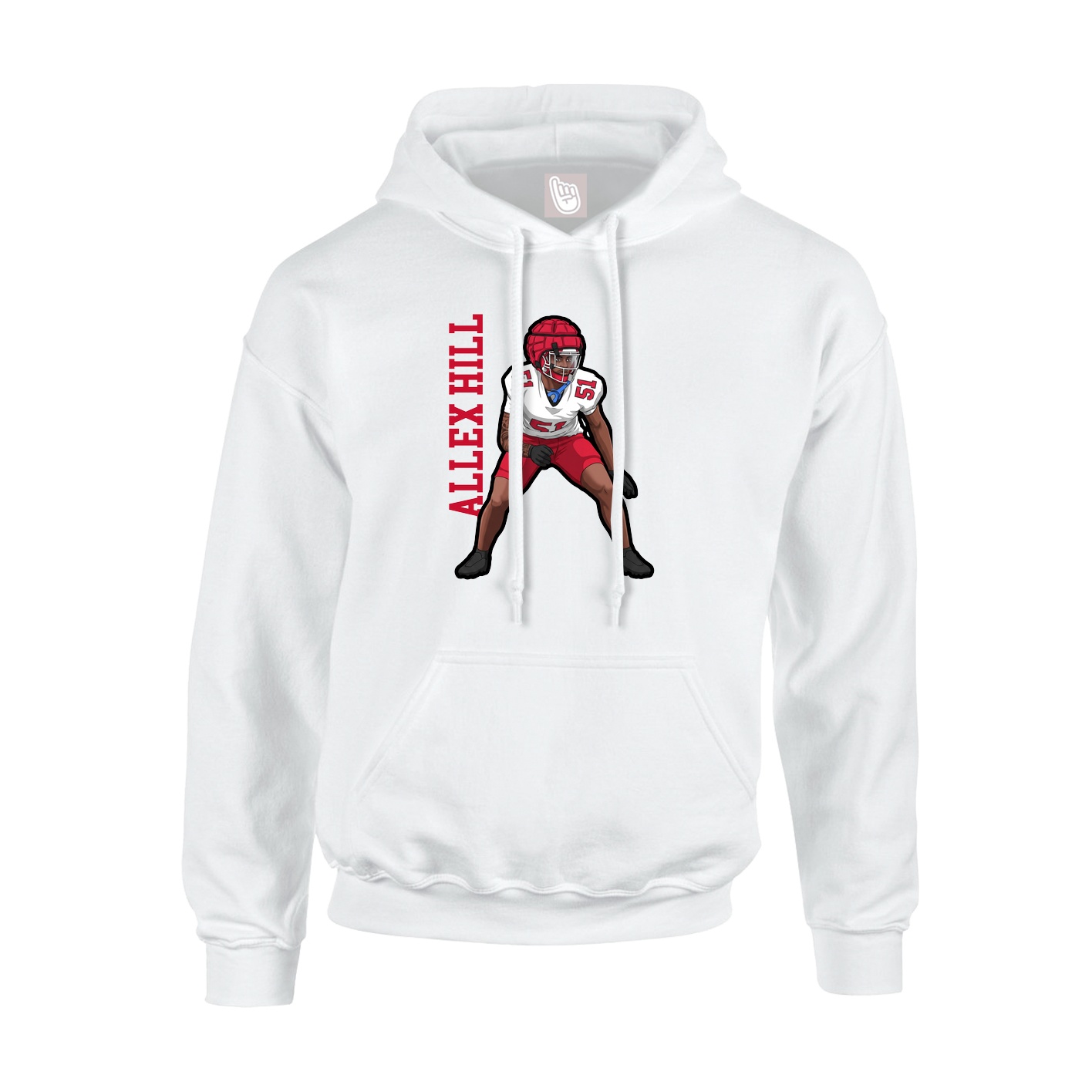 Hoodie — Name Vertical in White