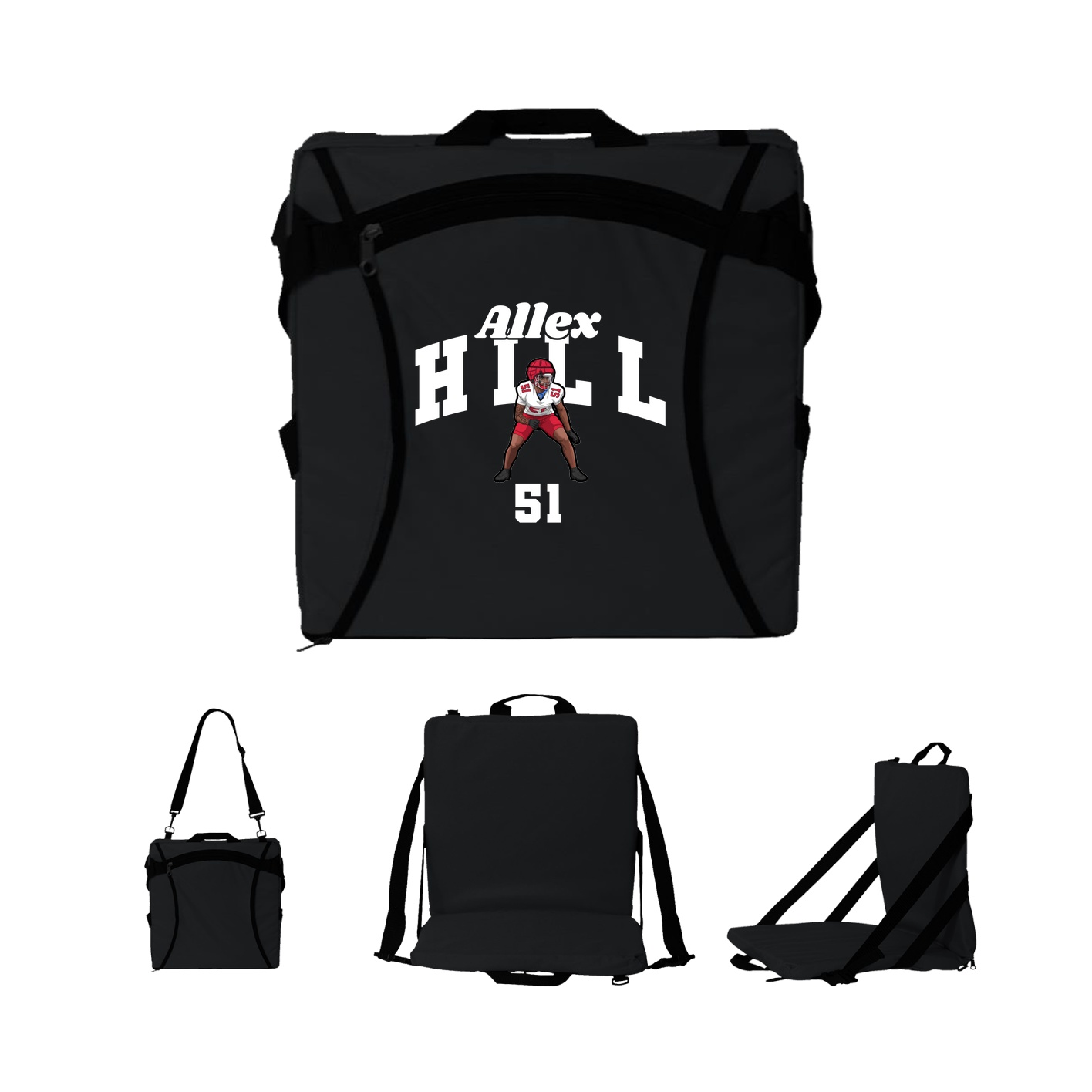 Folding Stadium Seat — Signature Arch in Black