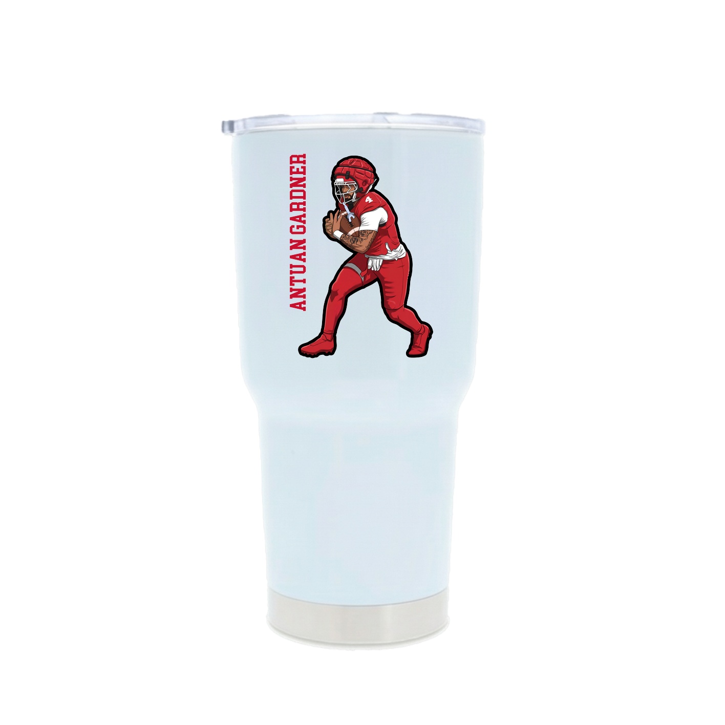 30oz Stainless Steel Tumbler — Name Vertical in White