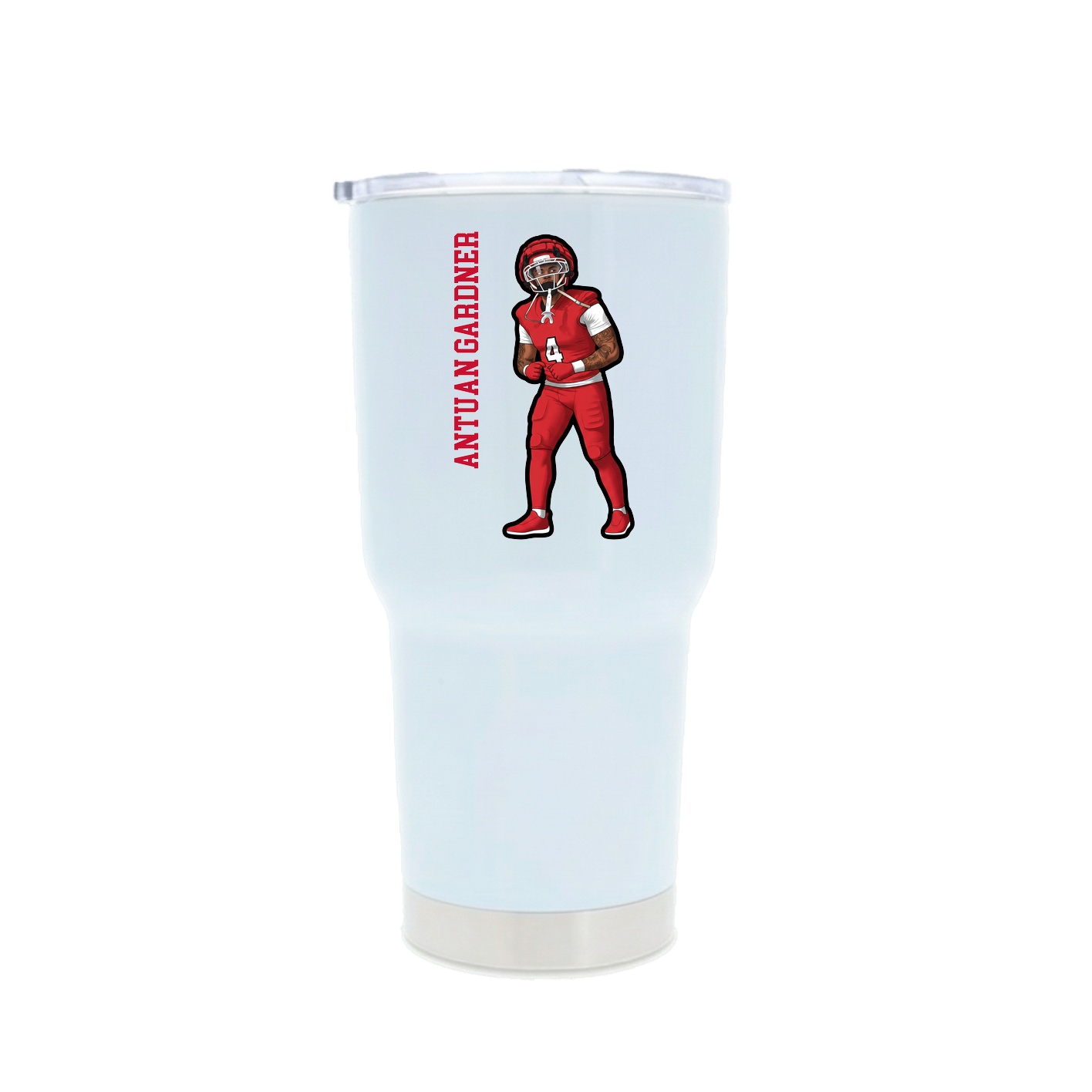 30oz Stainless Steel Tumbler — Name Vertical in White
