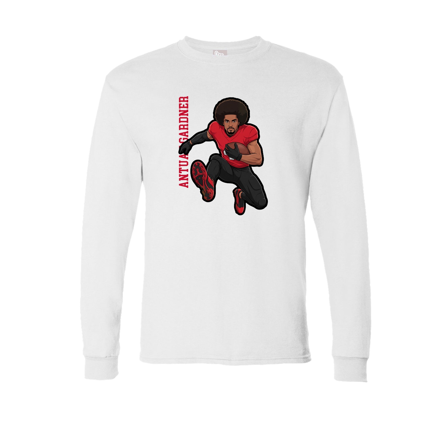 Long Sleeve Tee — Name Vertical in White