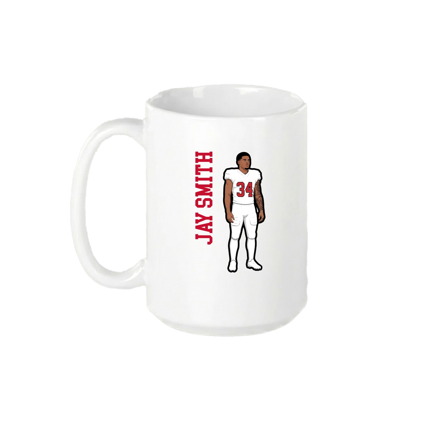 15oz Coffee Mug — Name Vertical in White