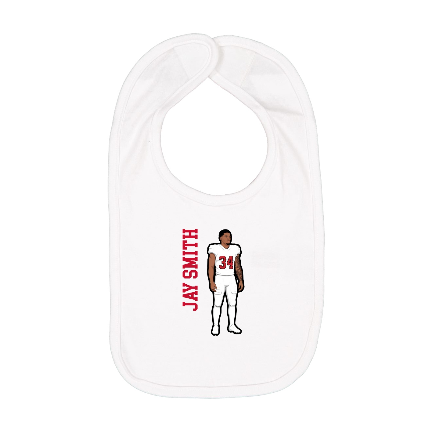 Infant Bib — Name Vertical in White