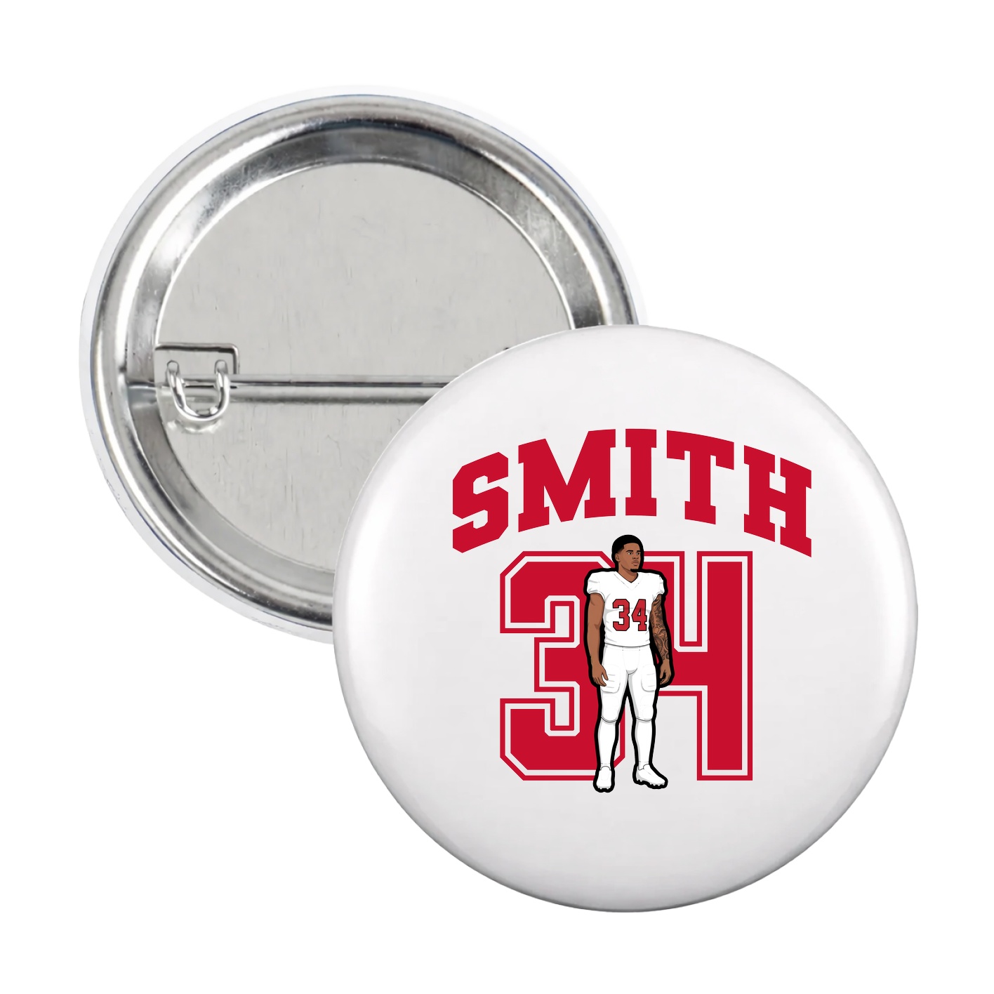 Game Day Button — Number in White