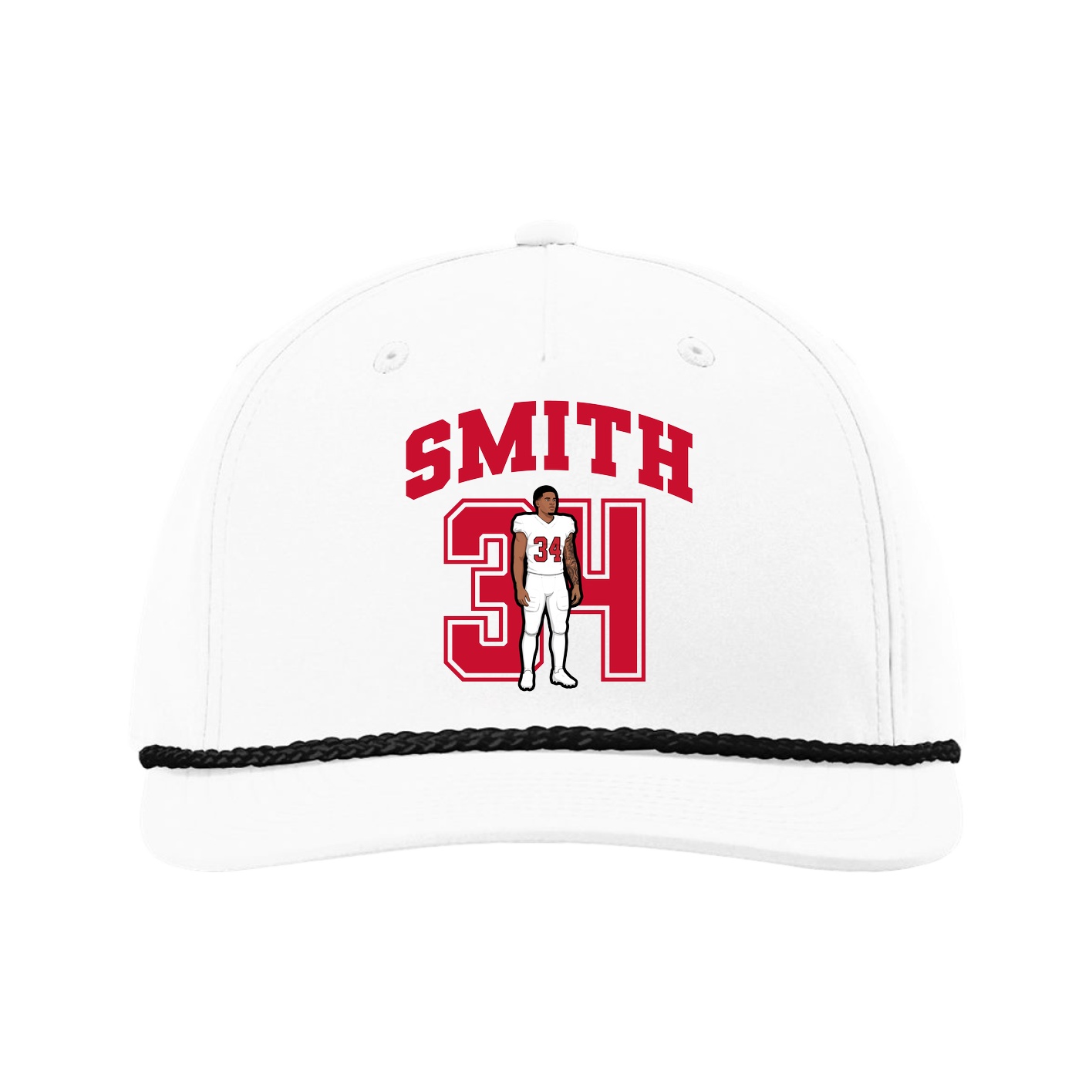 Five-Panel Classic Rope Cap — Number in White