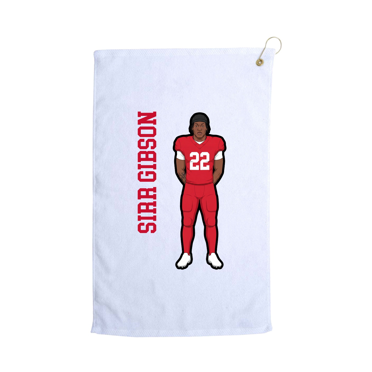 Golf Towel — Name Vertical in White