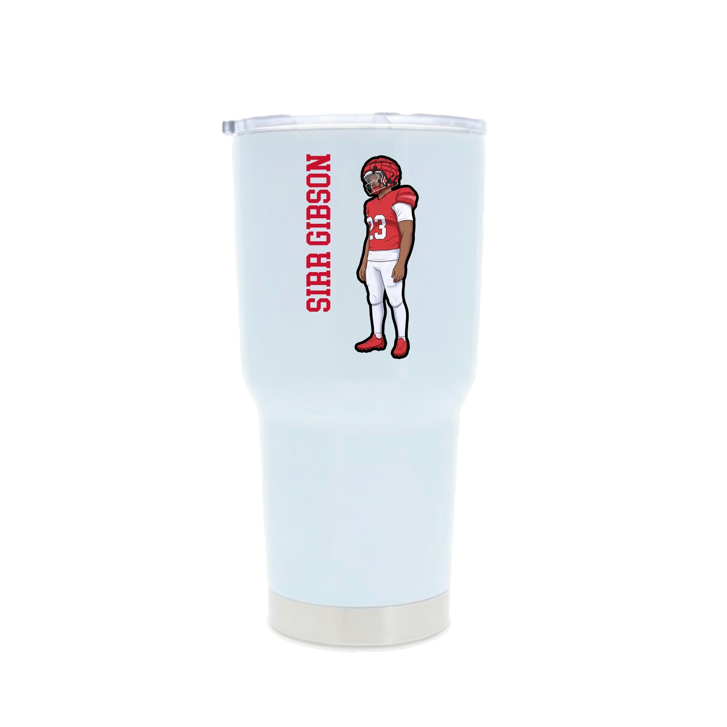 30oz Stainless Steel Tumbler — Name Vertical in White