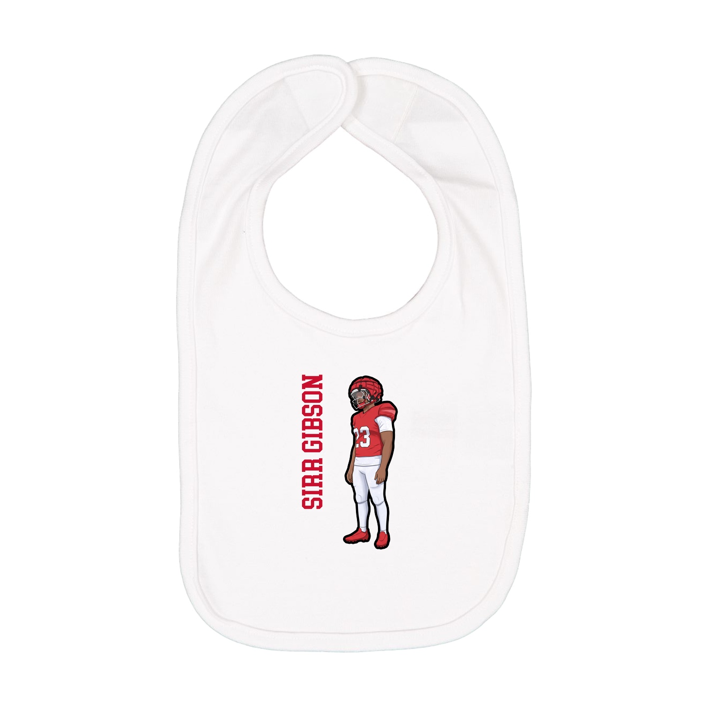 Infant Bib — Name Vertical in White