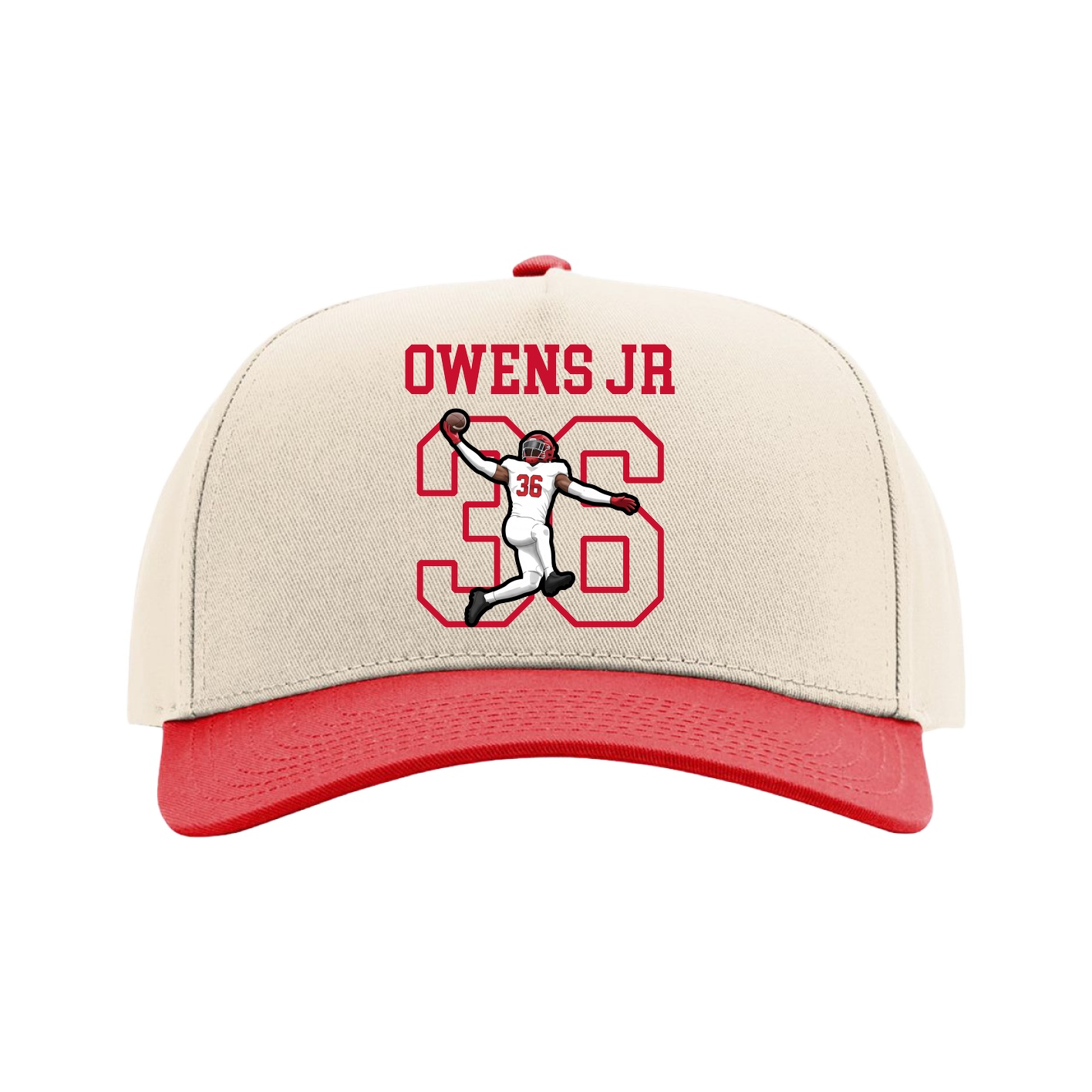 Full Fabric Five-Panel Champ Cap — Shirsey in Cream/Red